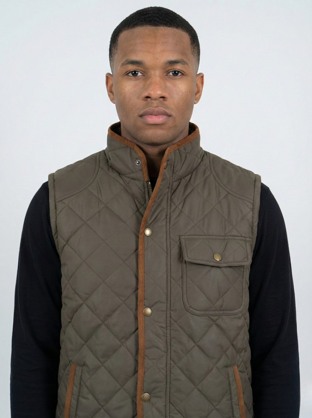 Light Brown Sleeveless Quilted Jacket