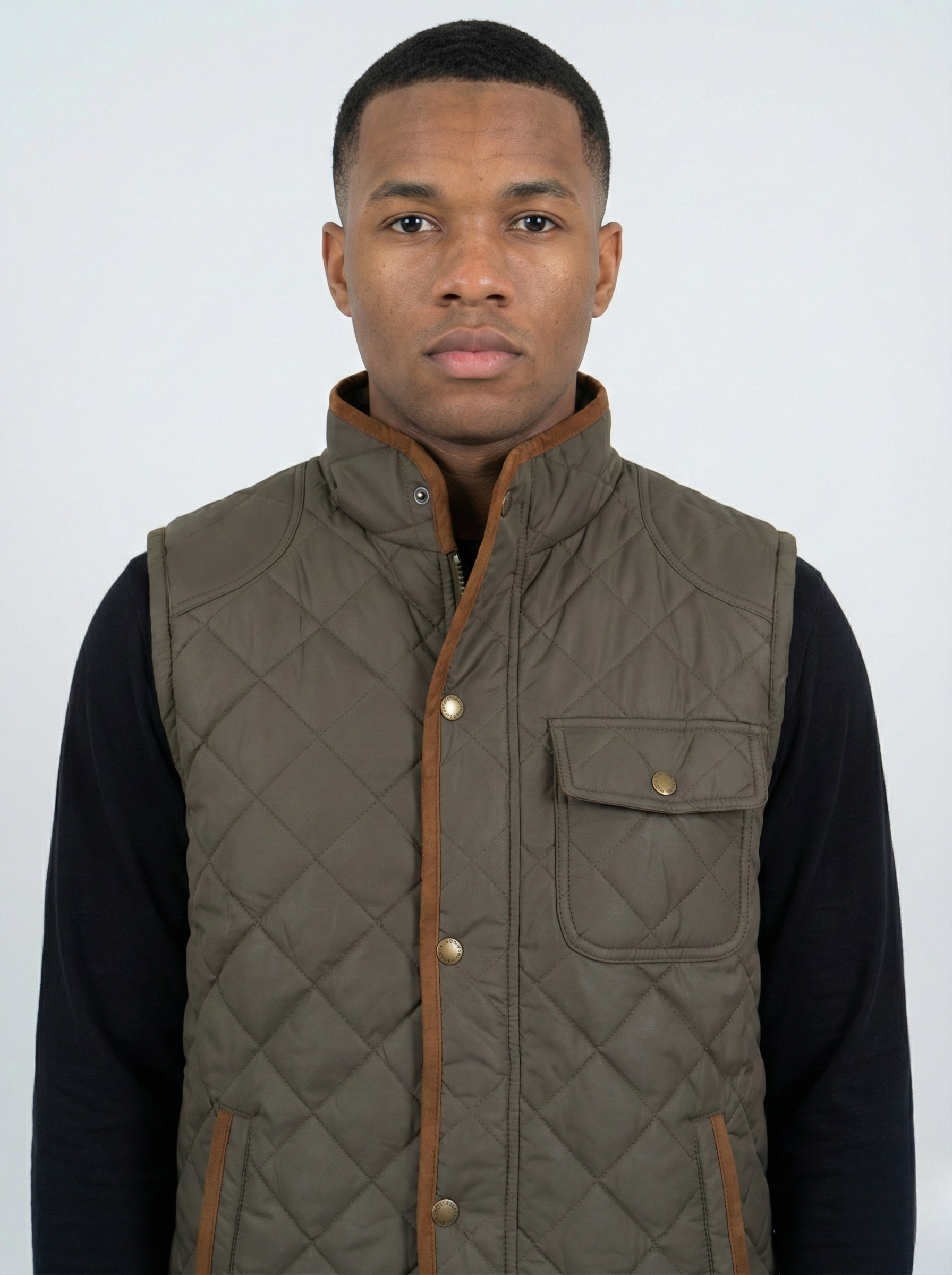 Light Brown Sleeveless Quilted Jacket