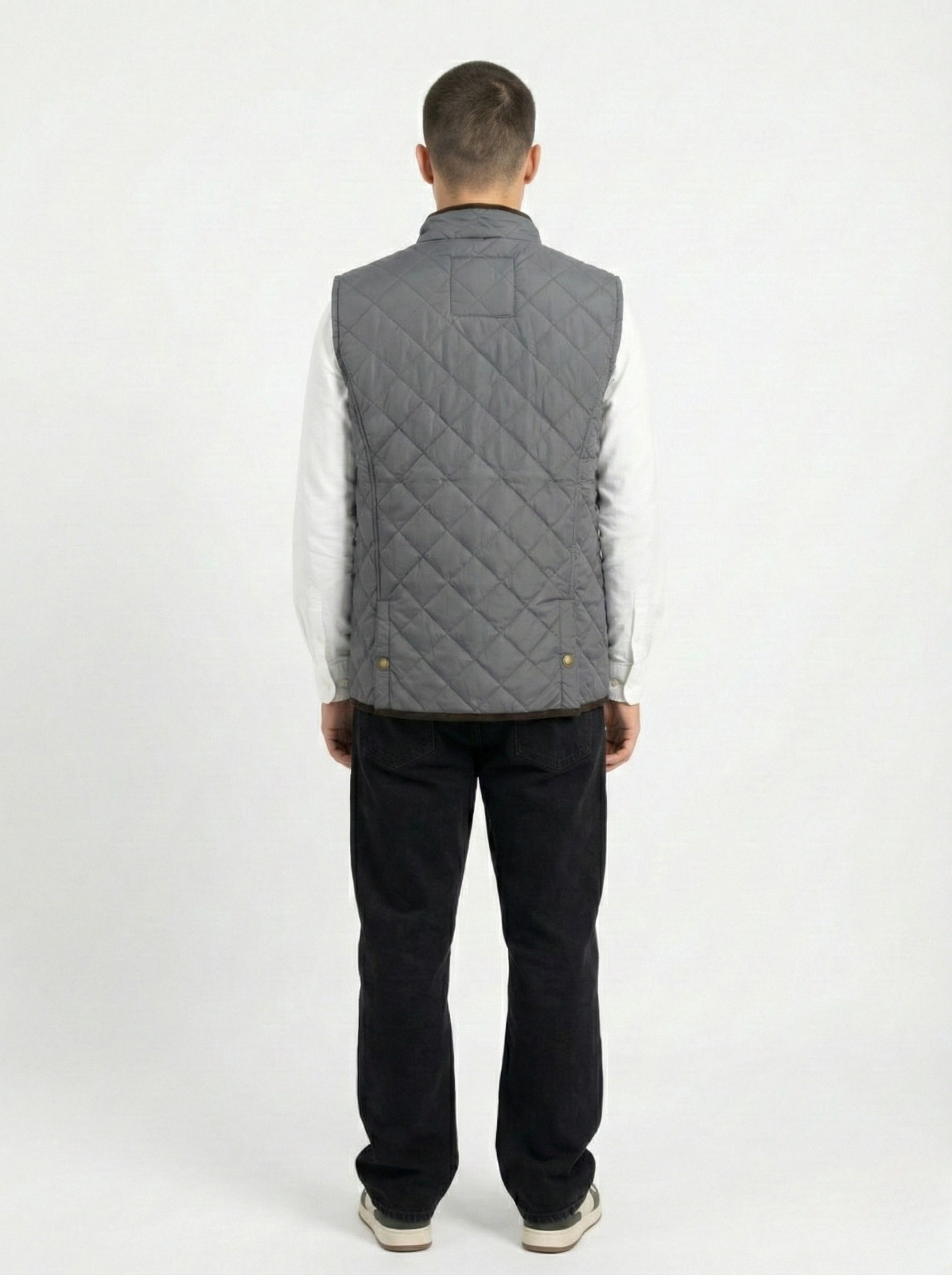 Grey Sleeveless Quilted Jacket