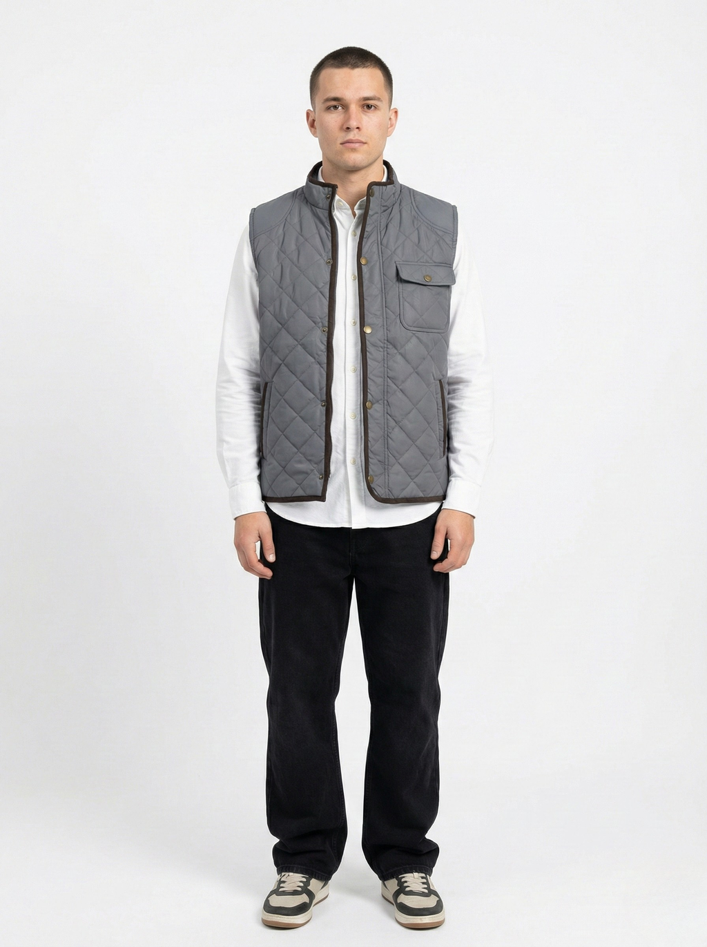 Grey Sleeveless Quilted Jacket