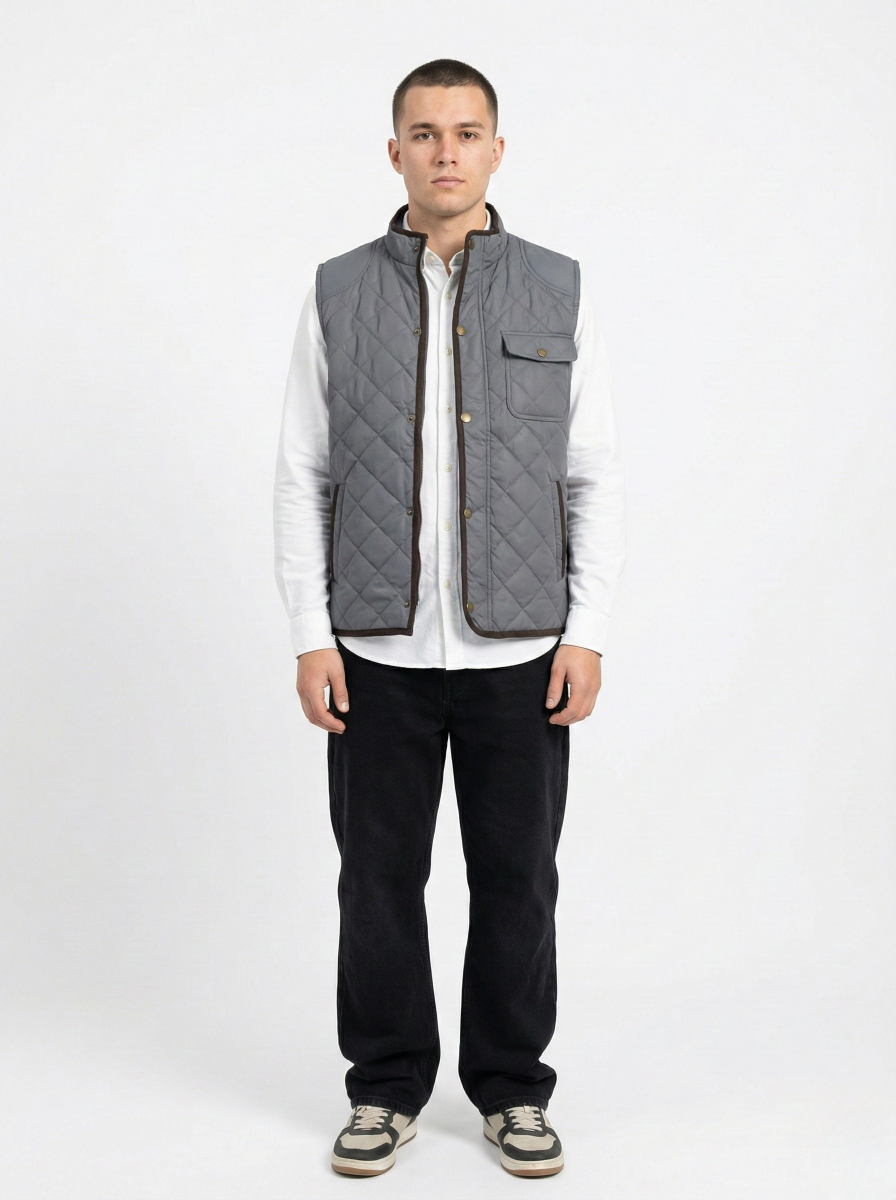Grey Sleeveless Quilted Jacket