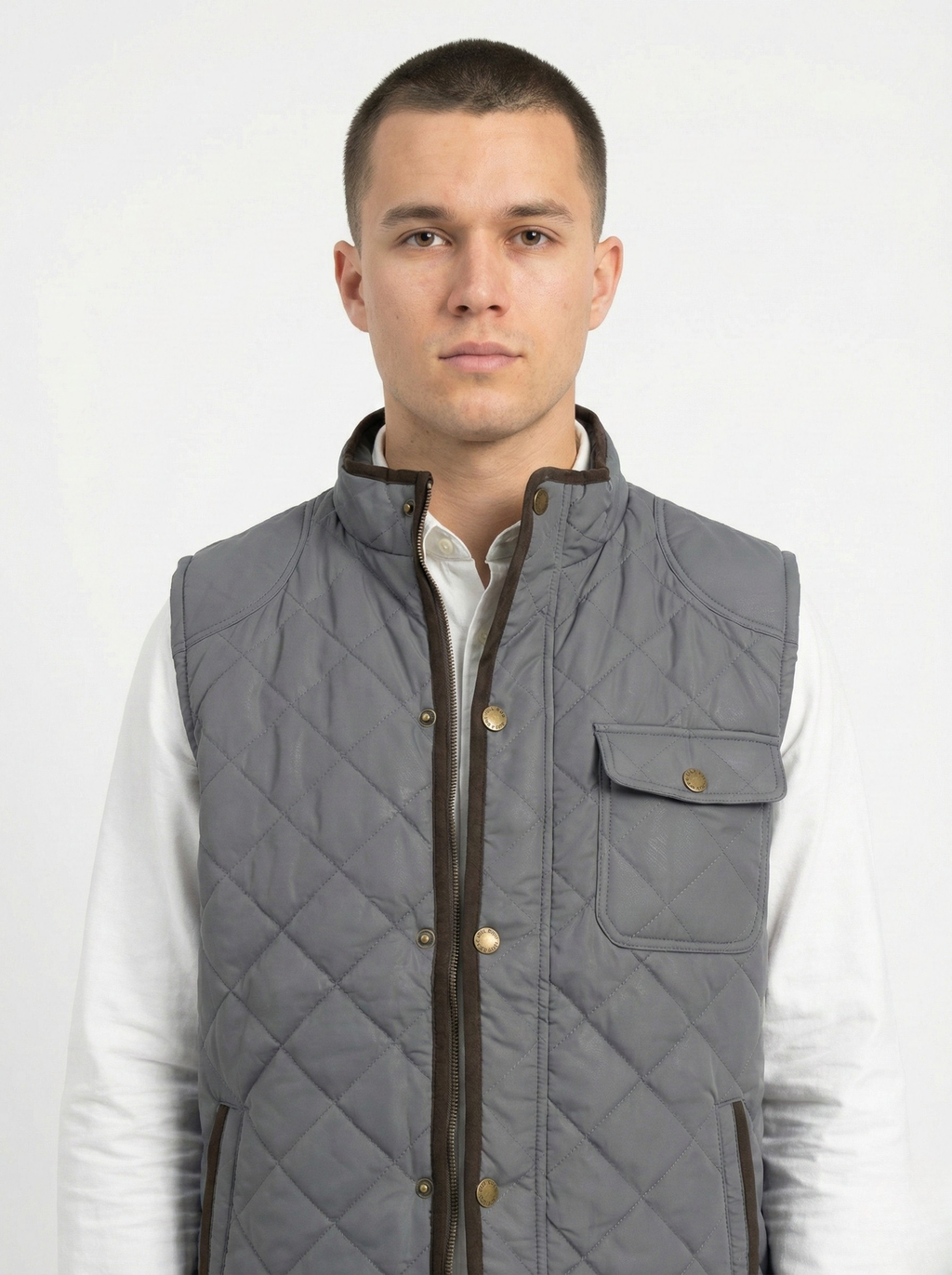 Grey Sleeveless Quilted Jacket