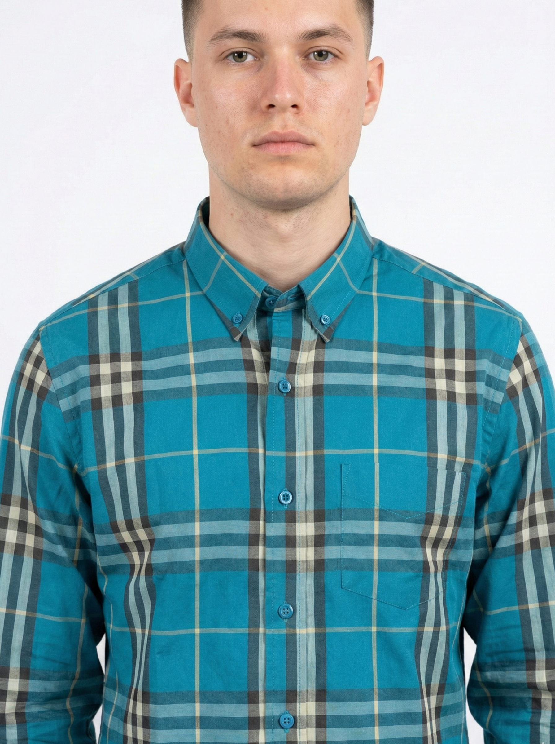 Petrol Blue Black Striped Shirts