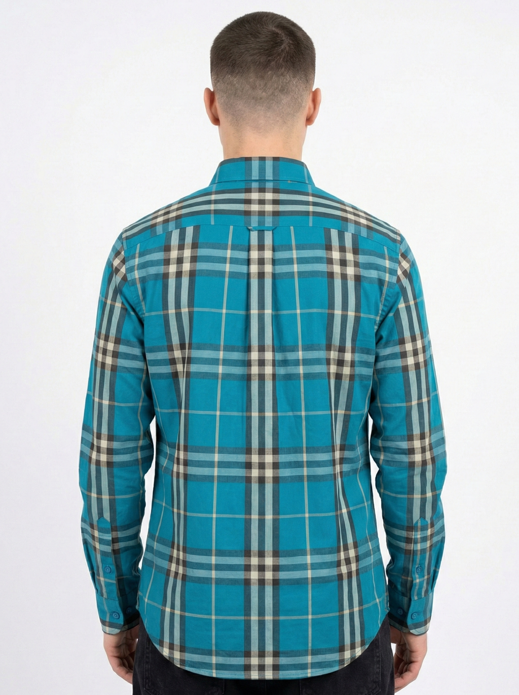 Petrol Blue Black Striped Shirts