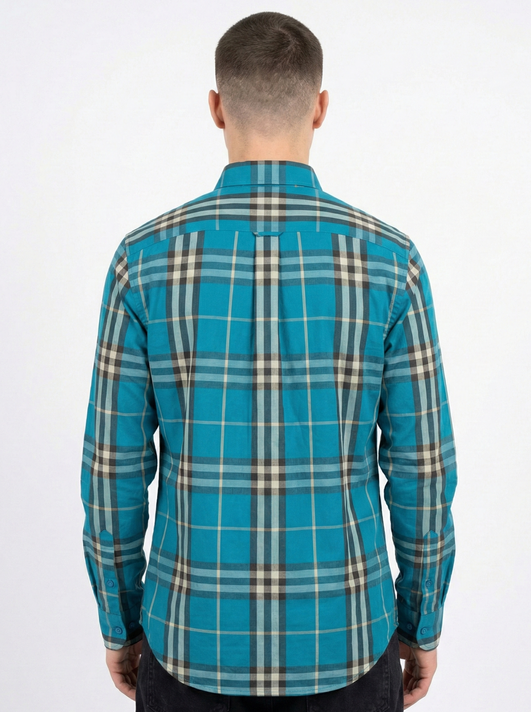 Petrol Blue Black Striped Shirts