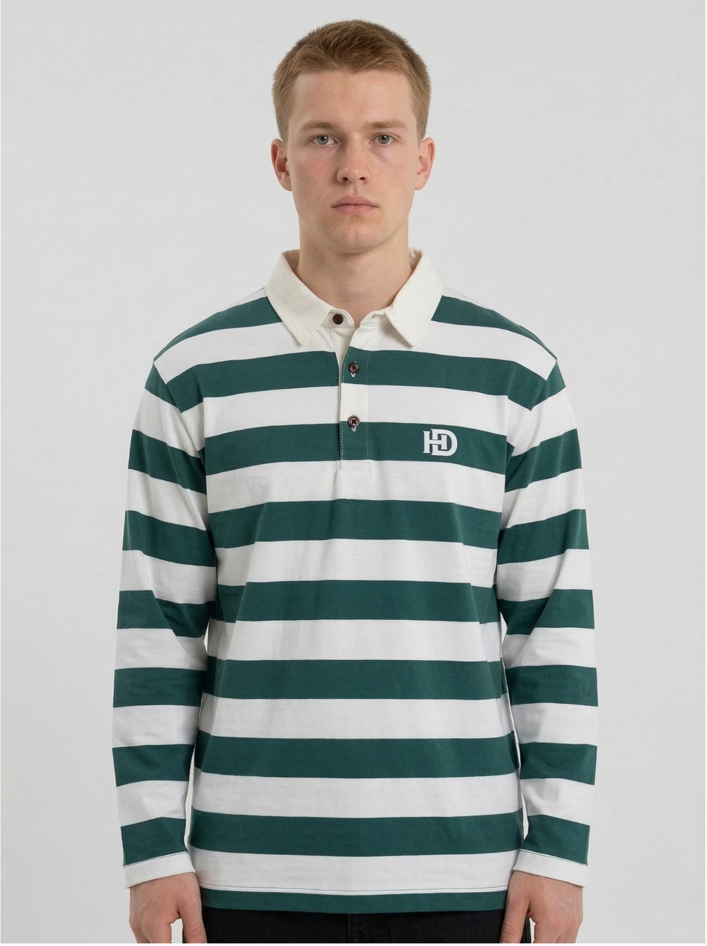 Green White Striped Full Sleeve T-Shirt