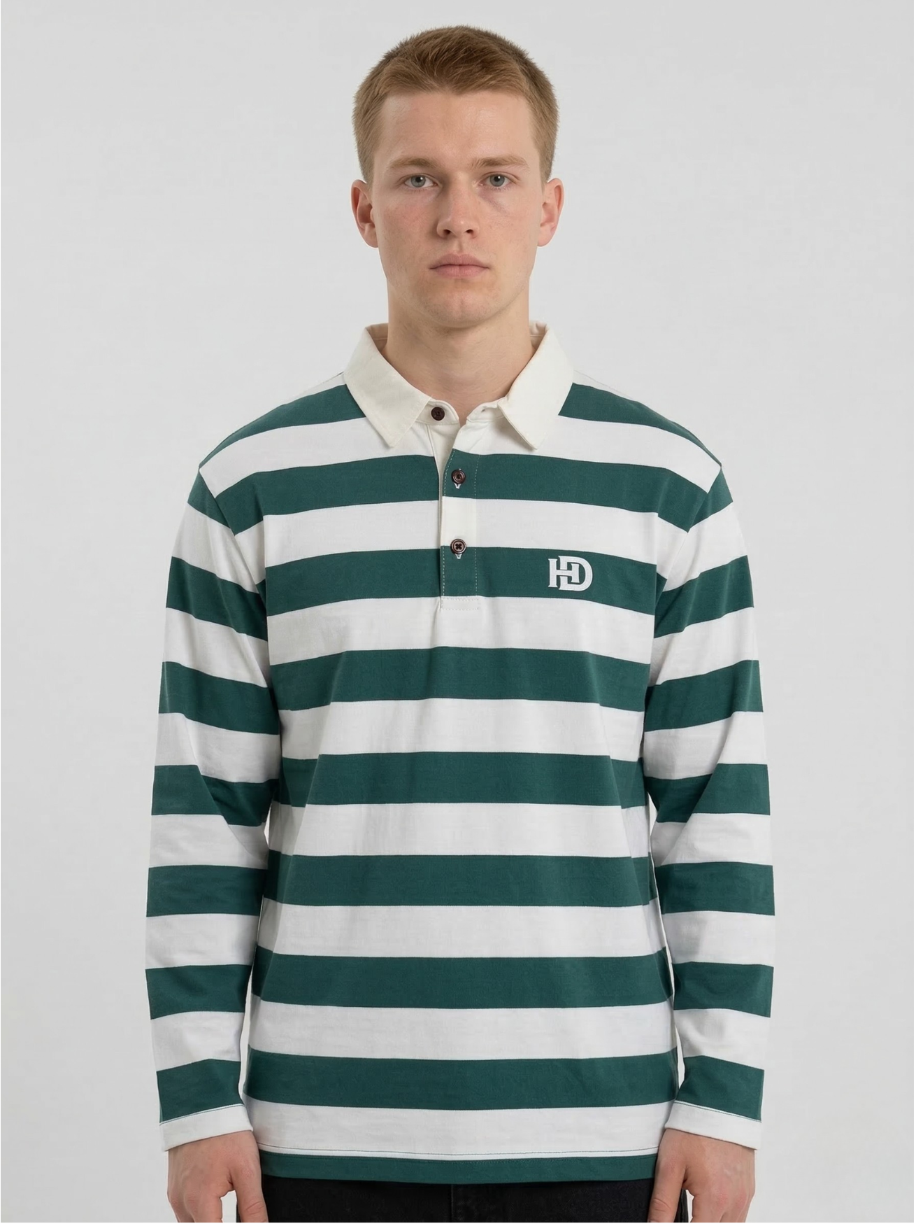 Green White Striped Full Sleeve T-Shirt