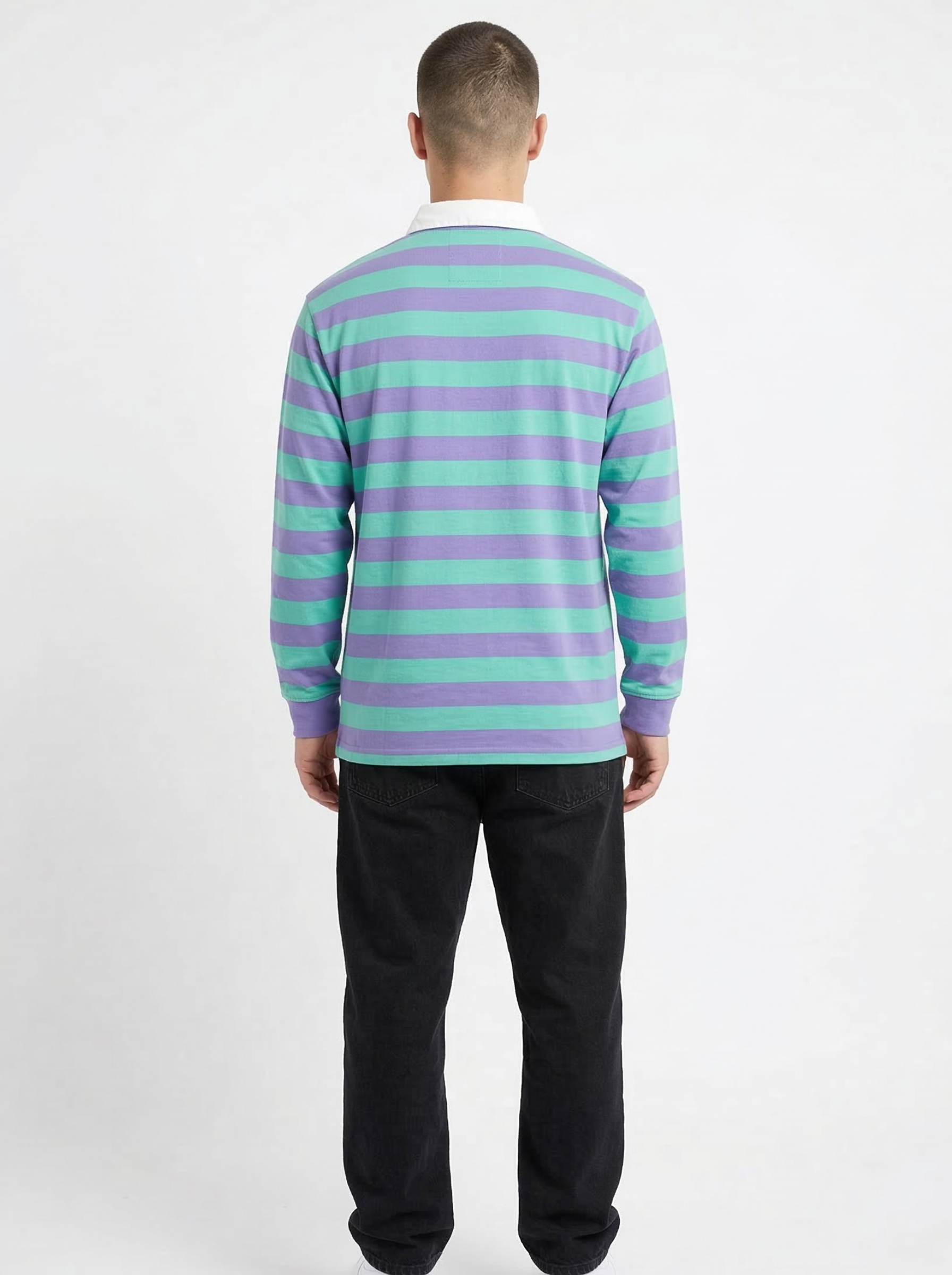 Petrol Green Purple Striped Full Sleeve T-Shirt