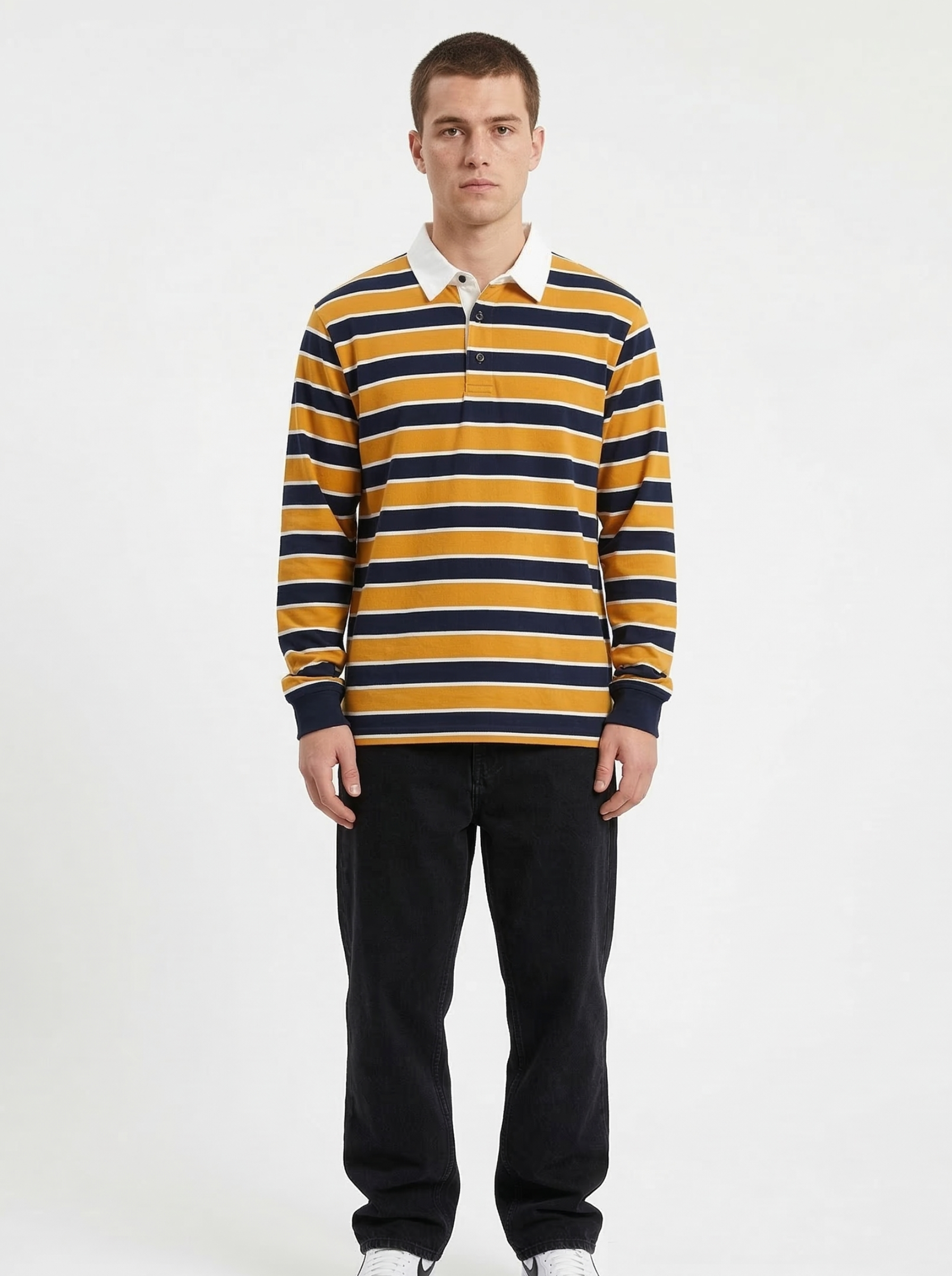 Yellow Black Striped Full Sleeve T-Shirt