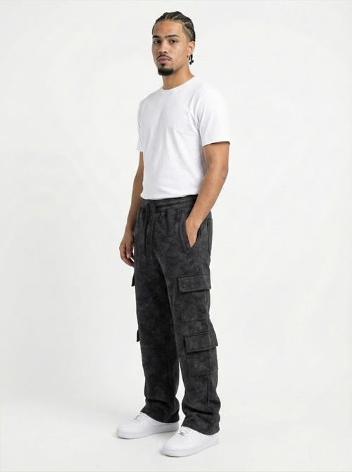 Black Cargo Fleece Faded Lower