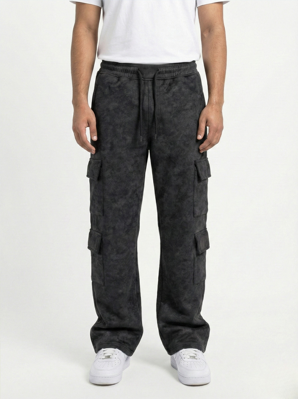 Black Cargo Fleece Faded Lower