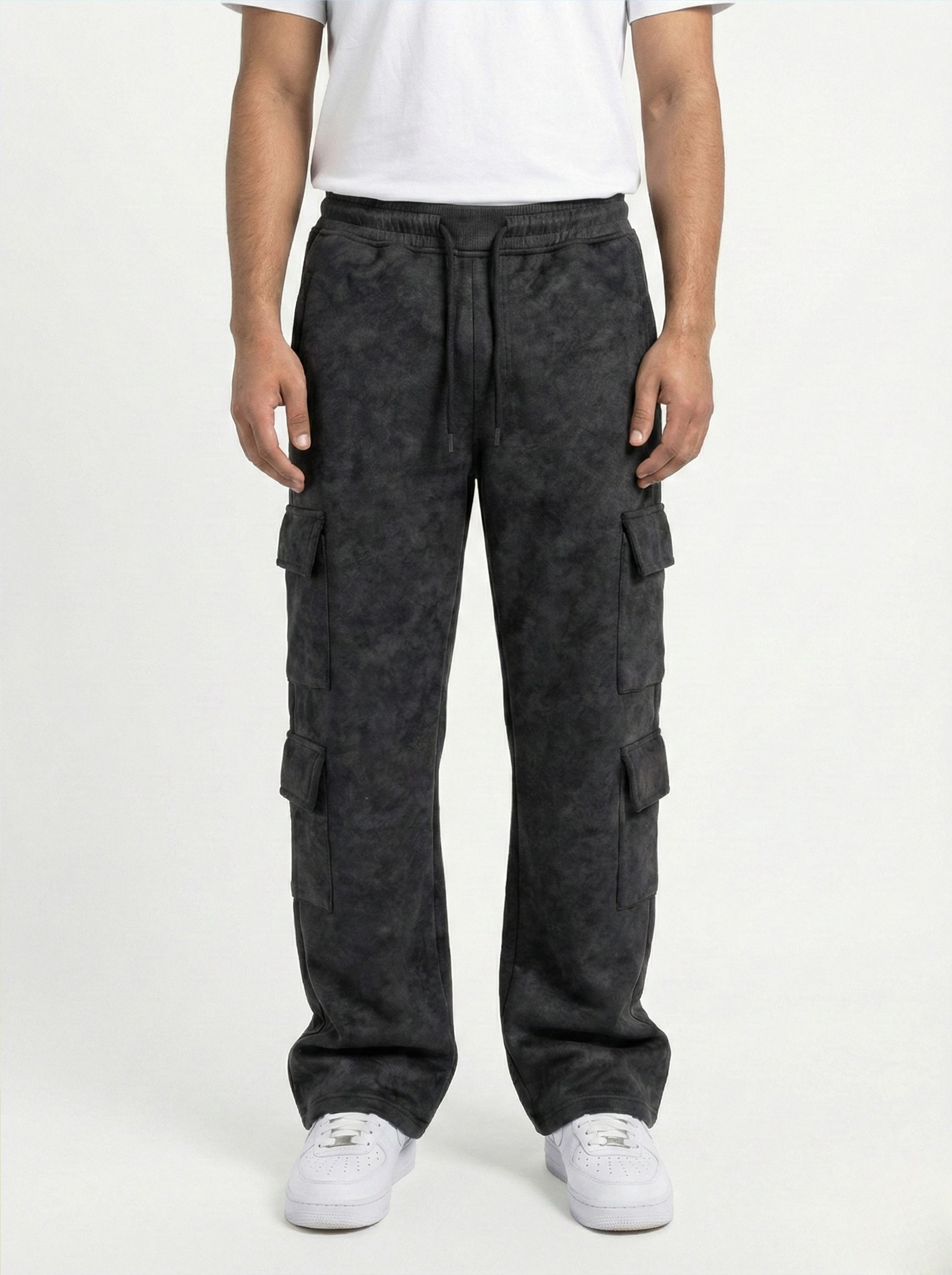 Black Cargo Fleece Faded Lower