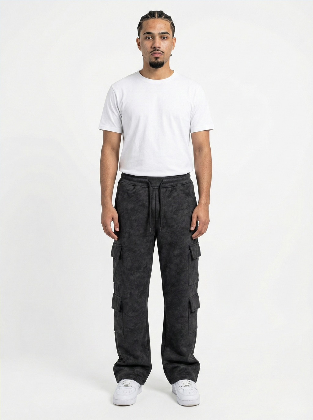 Black Cargo Fleece Faded Lower