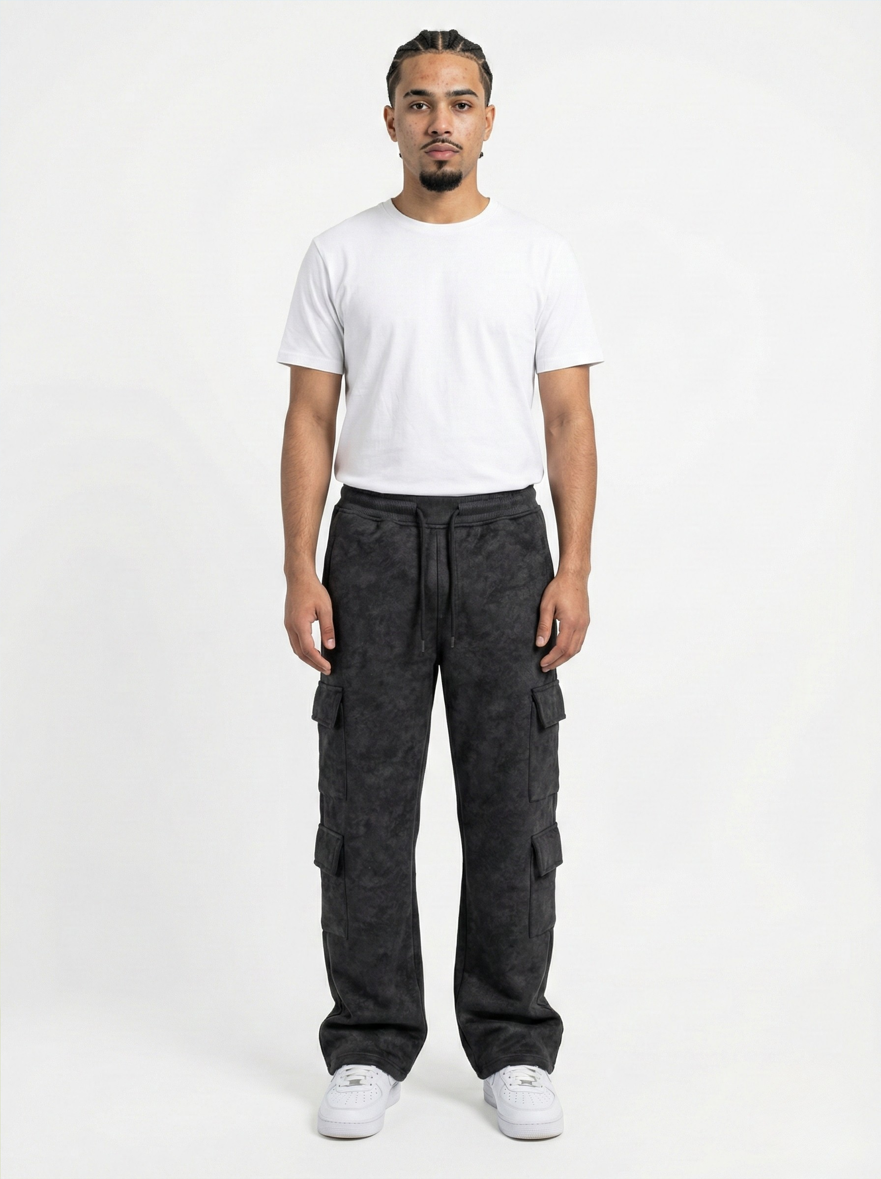 Black Cargo Fleece Faded Lower