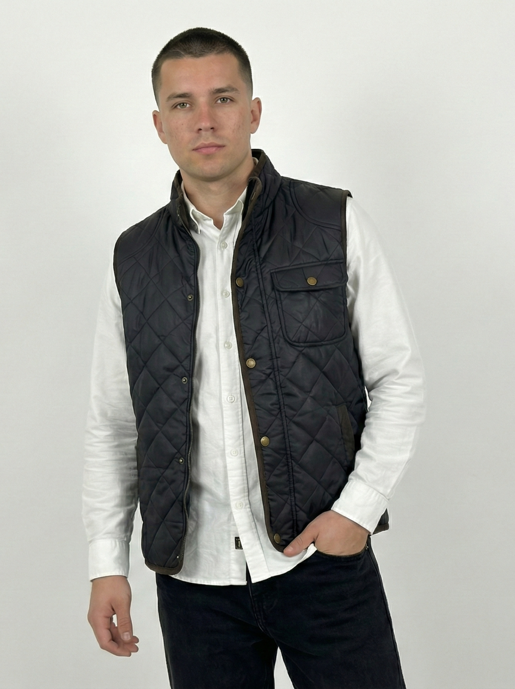 Black Quilted Sleeveless Jacket