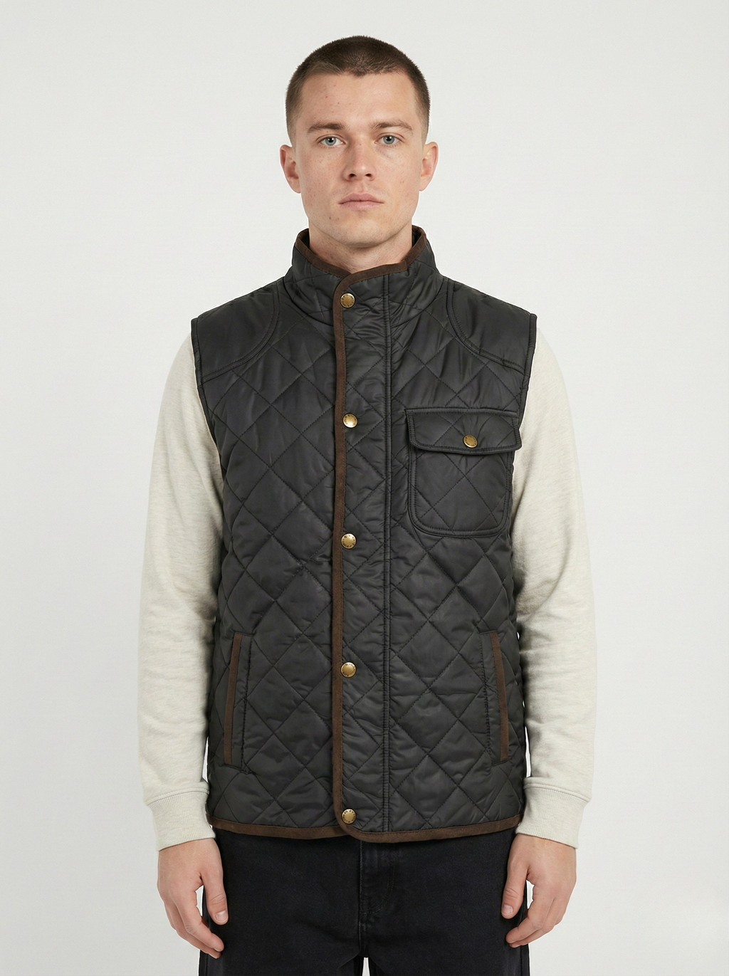 Shady Black Sleeveless Quilted Jacket
