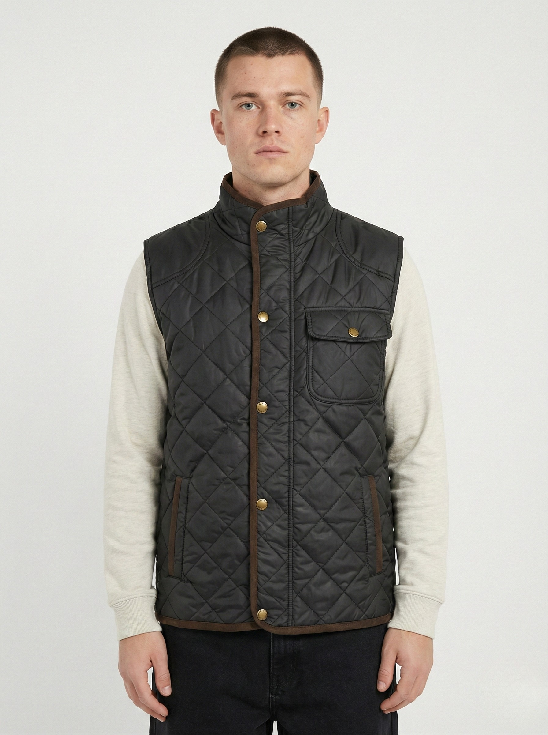 Shady Black Sleeveless Quilted Jacket