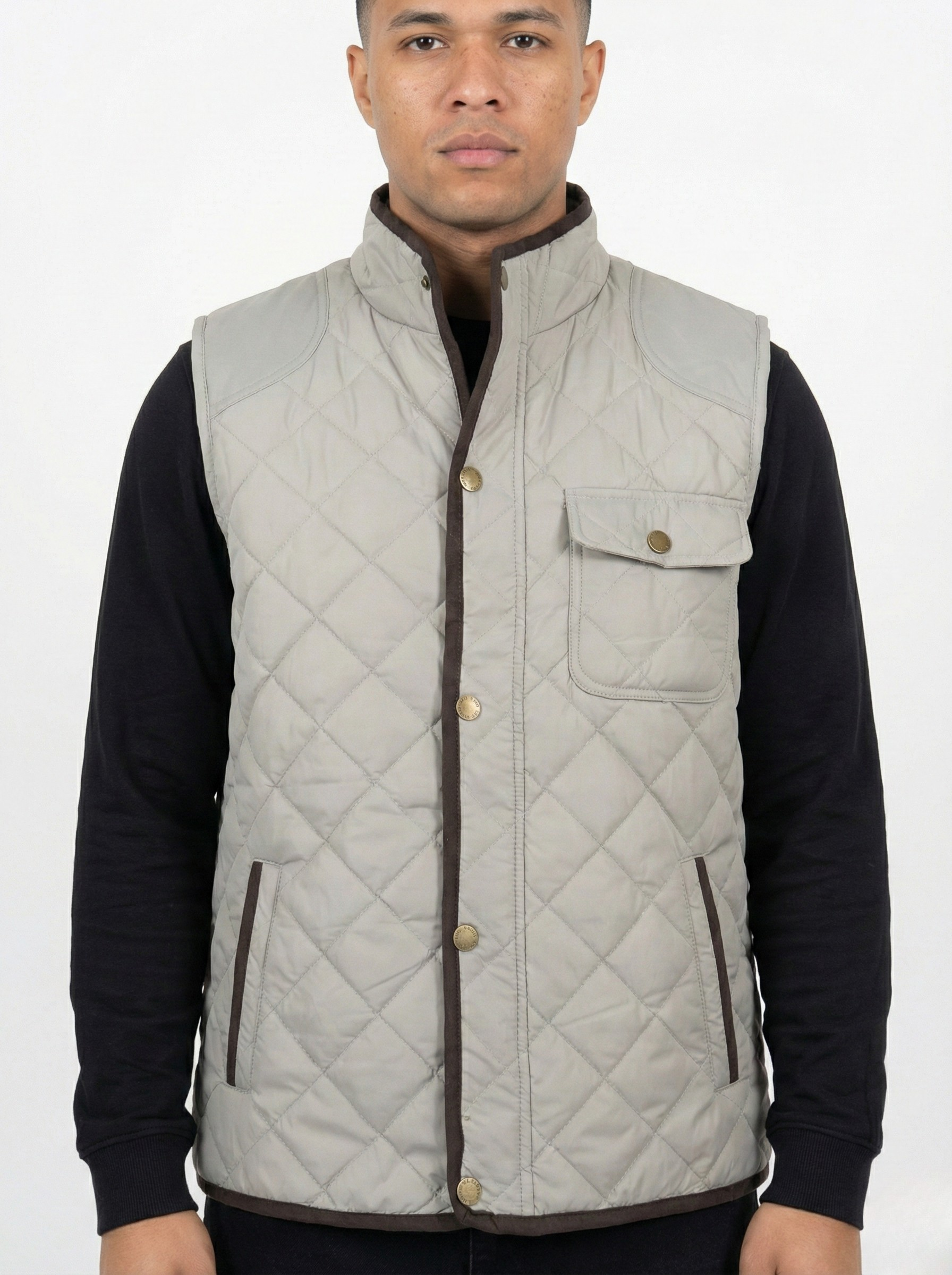 Cream Sleeveless Quilted Jacket