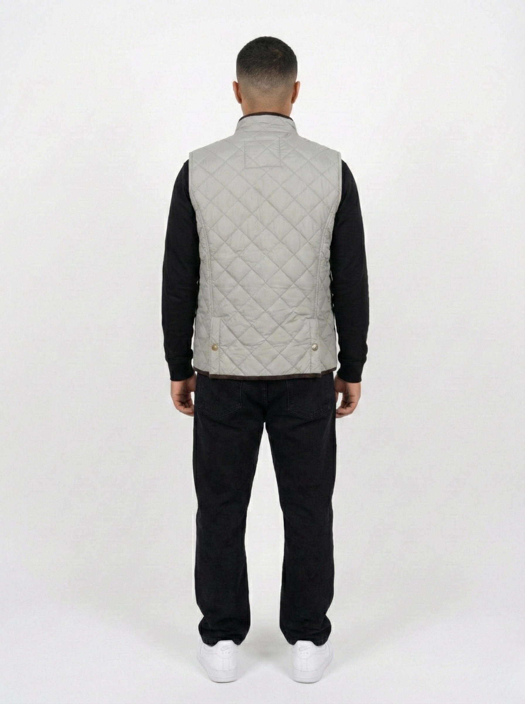 Cream Sleeveless Quilted Jacket