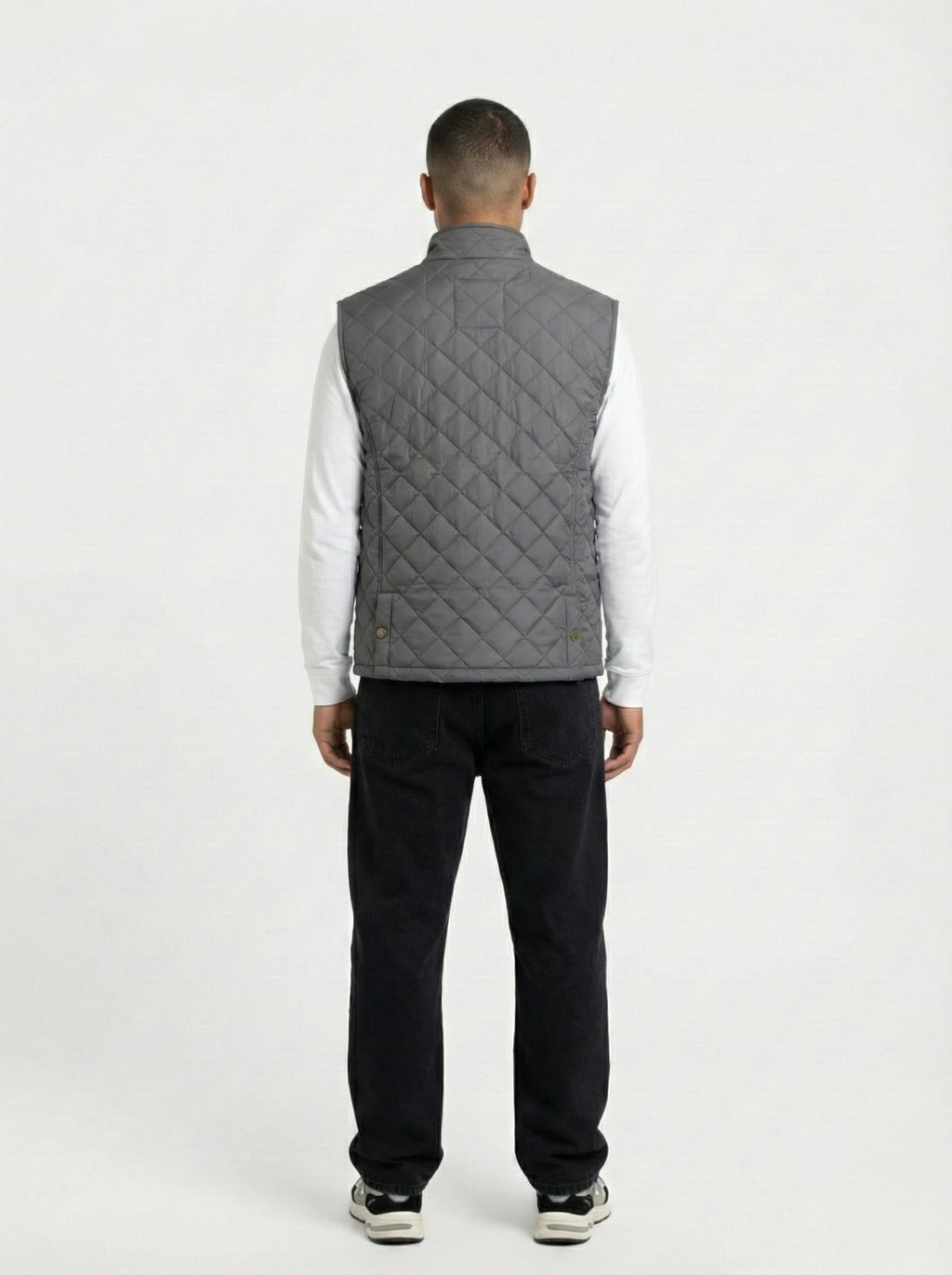 Grey Side Pocket Sleeveless Quilted Jacket