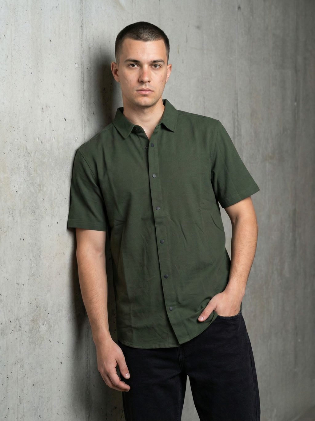Olive Green Half-Sleeved Shirts