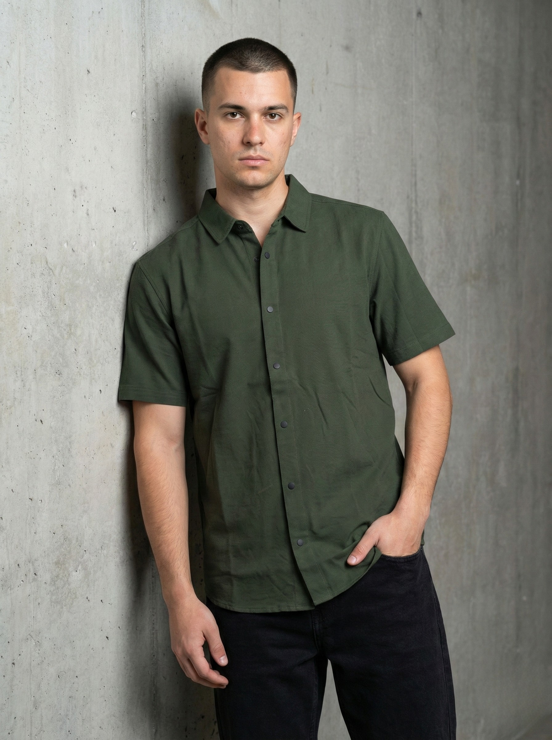 Olive Green Half-Sleeved Shirts