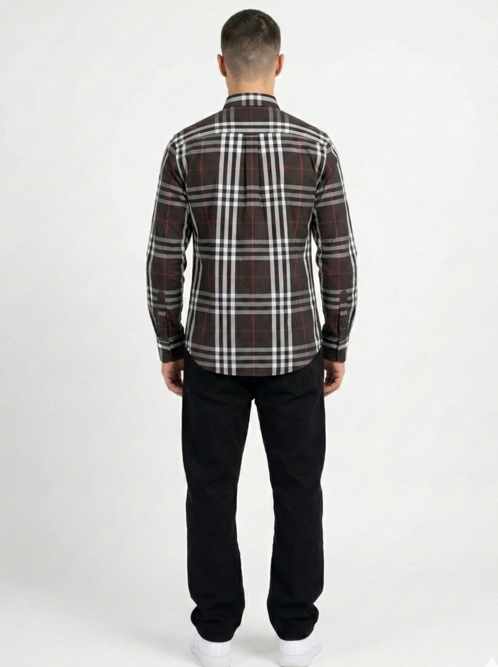 Brown White Striped Shirt