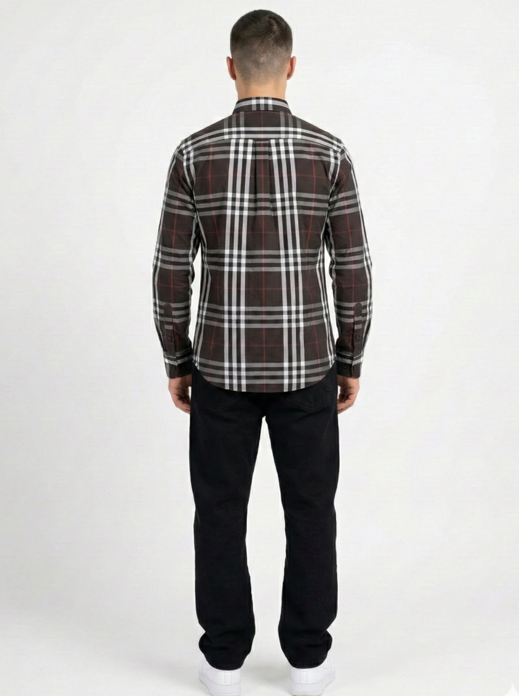 Brown White Striped Shirt