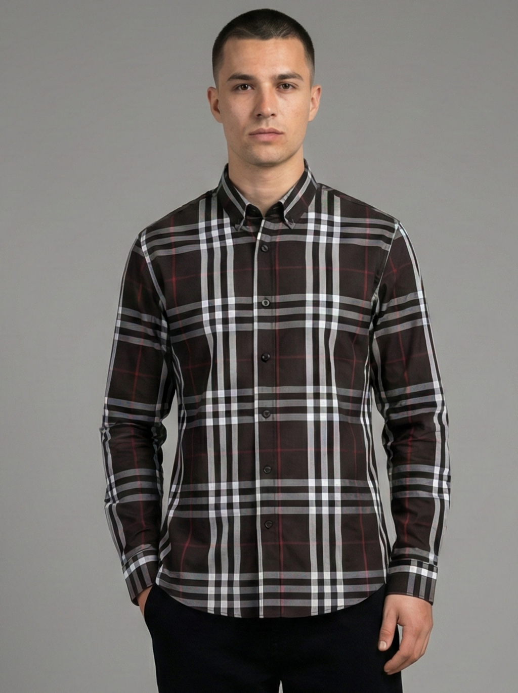 Brown White Striped Shirt