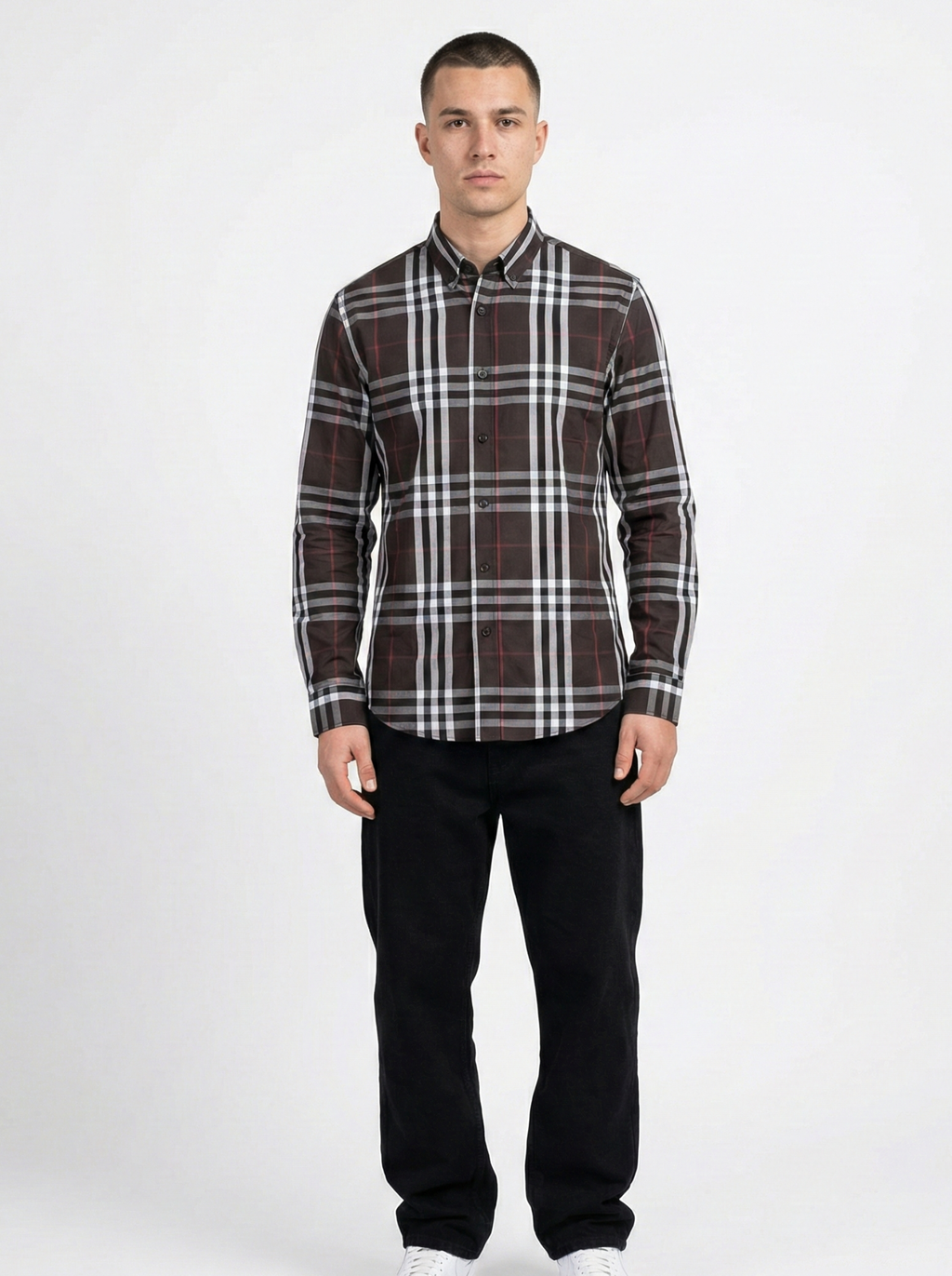 Brown White Striped Shirt