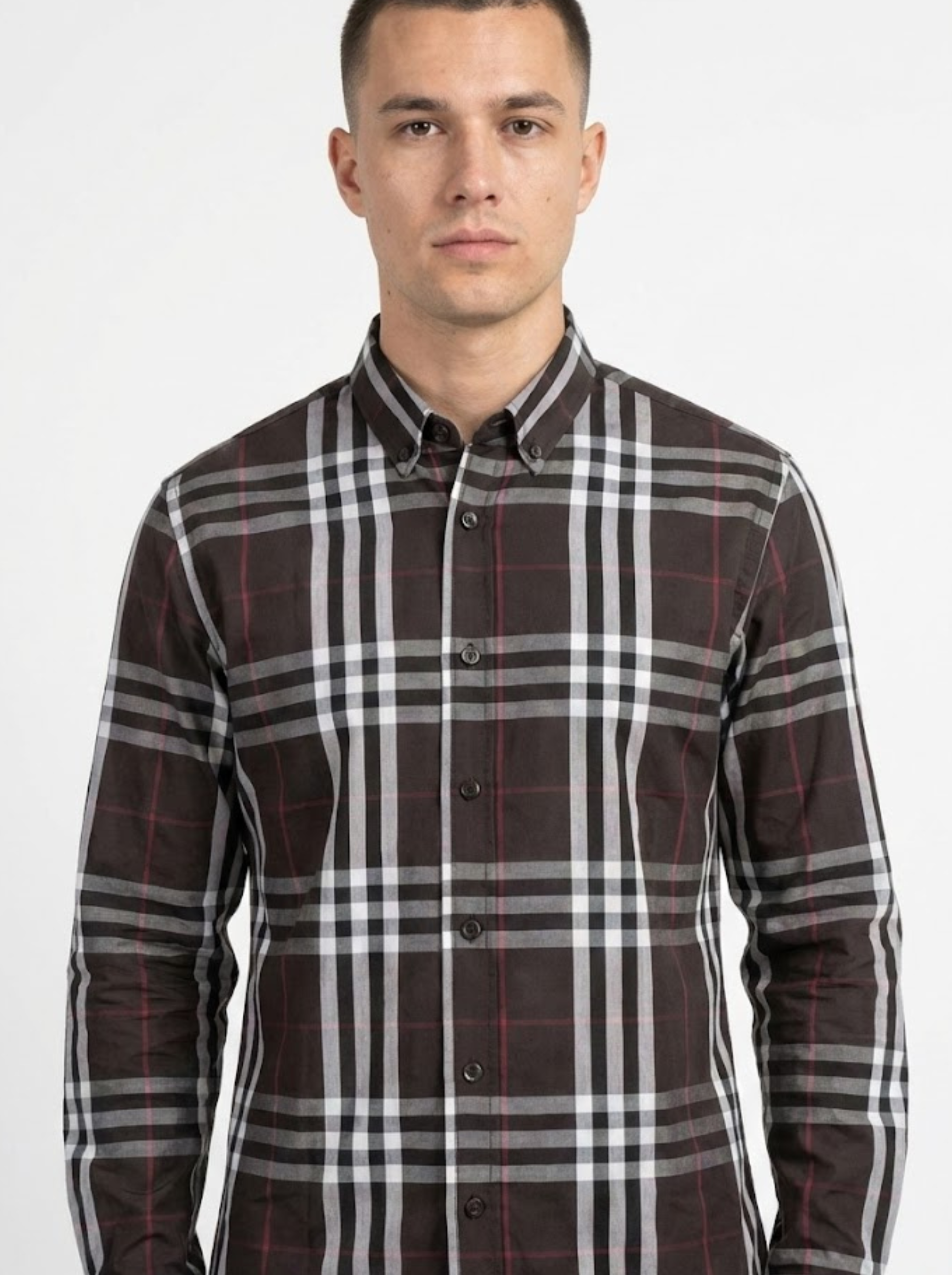 Brown White Striped Shirt