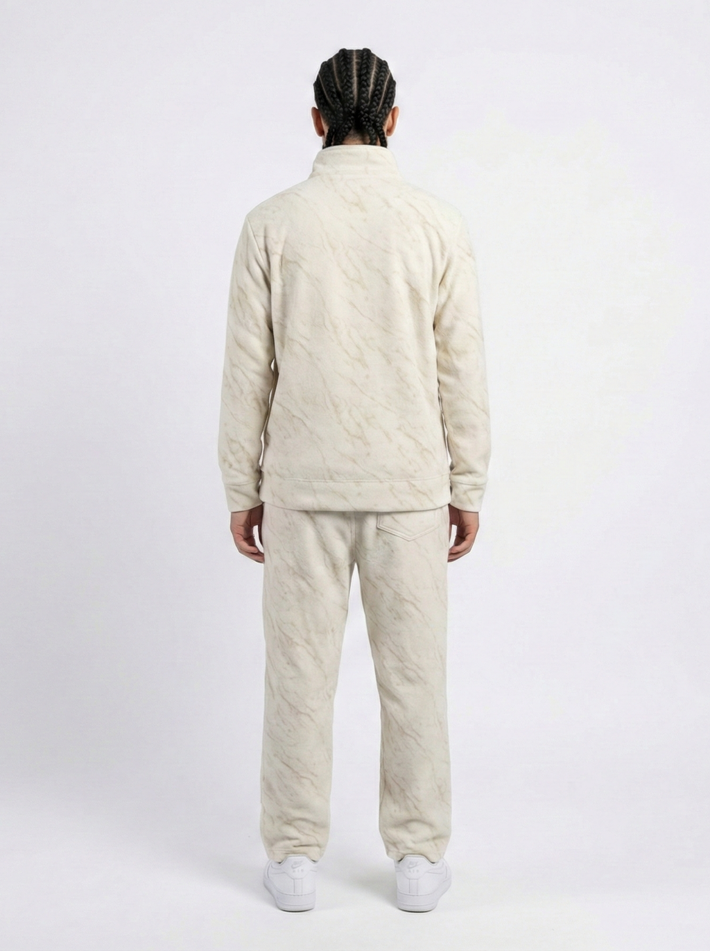 White Leopard Textured Track Suit
