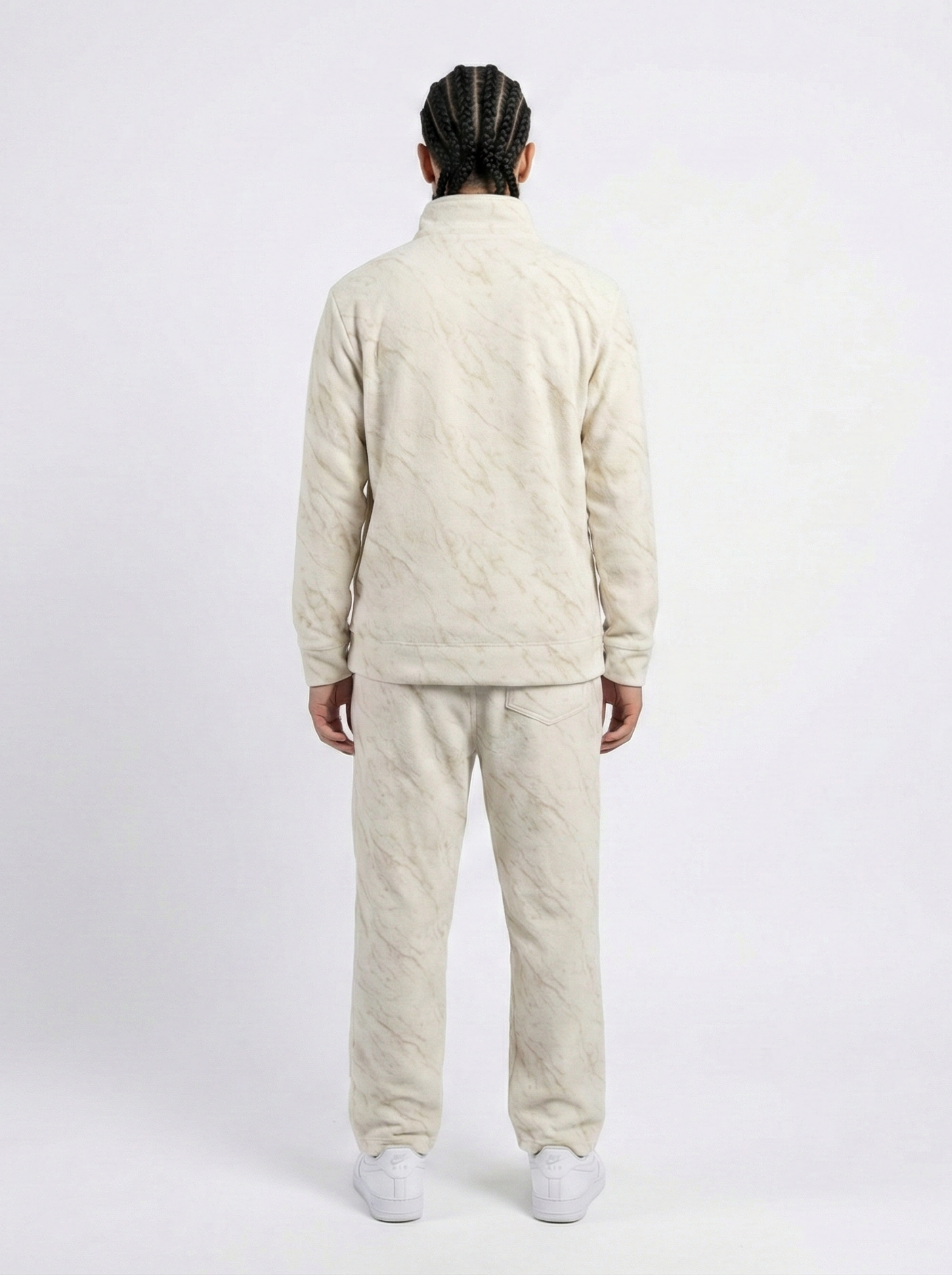 White Leopard Textured Track Suit