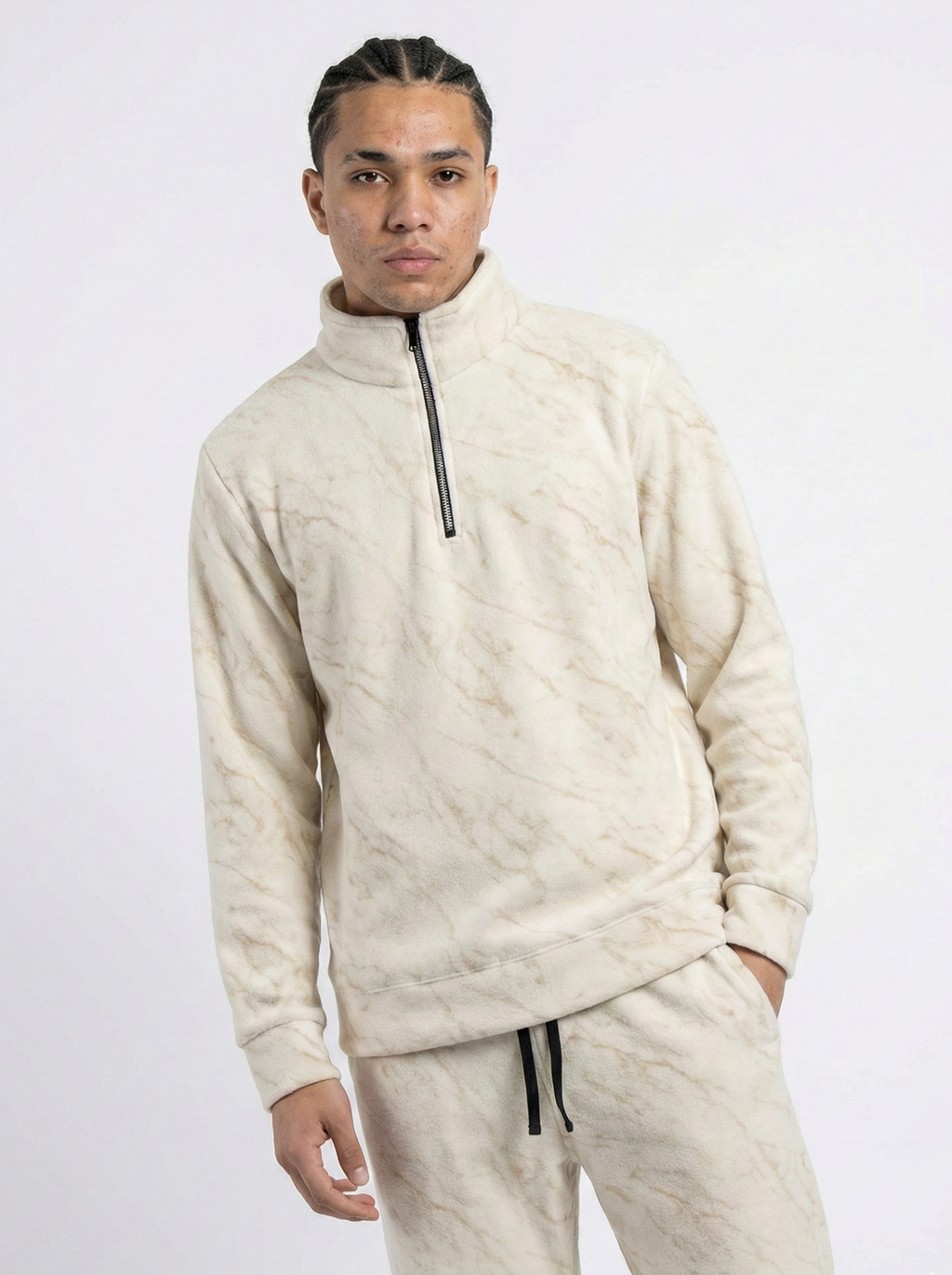 White Leopard Textured Track Suit