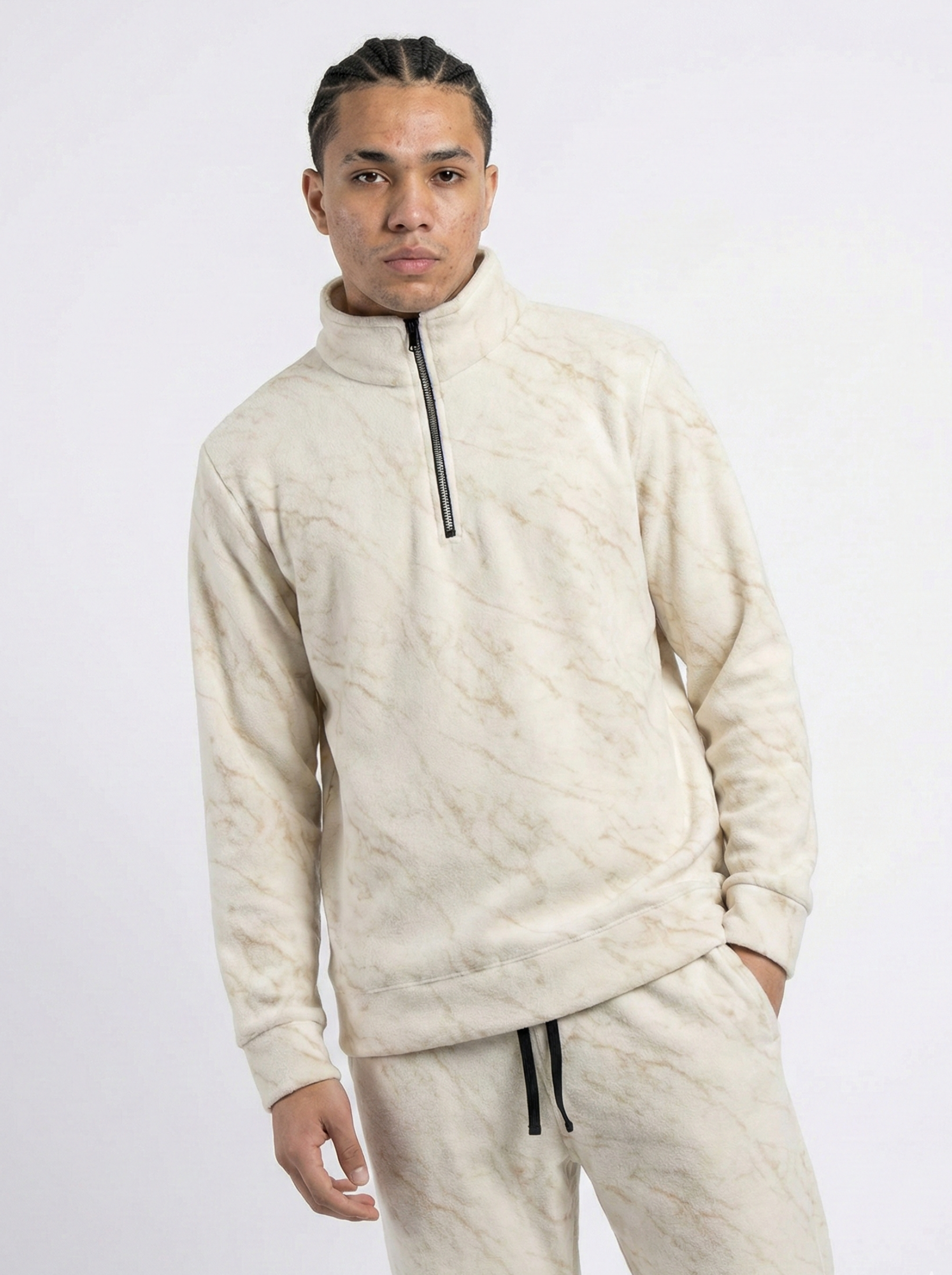 White Leopard Textured Track Suit