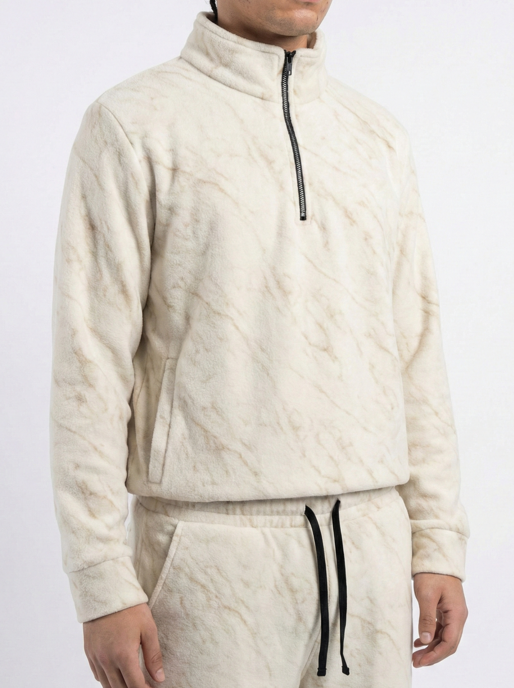 White Leopard Textured Track Suit