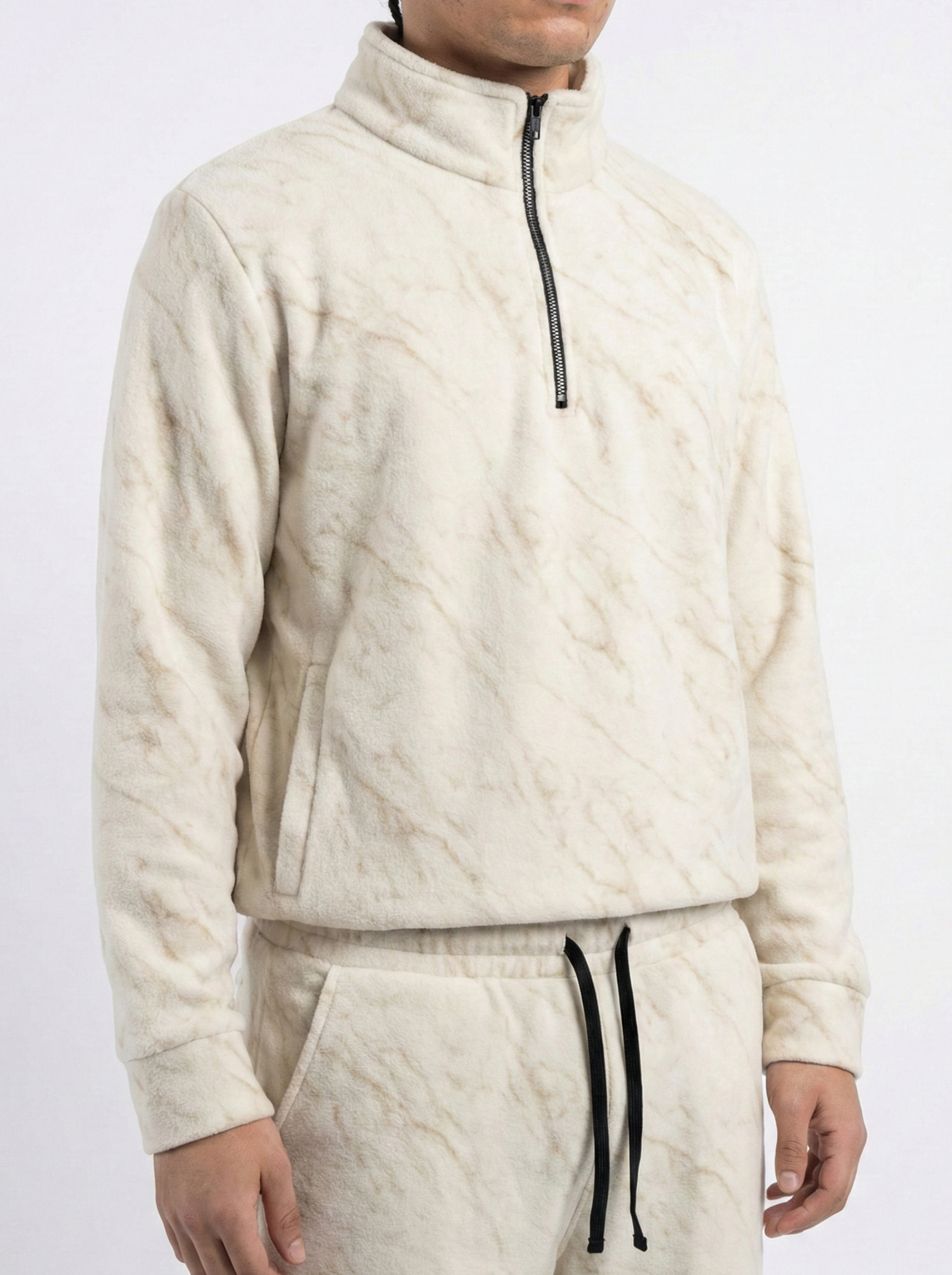 White Leopard Textured Track Suit