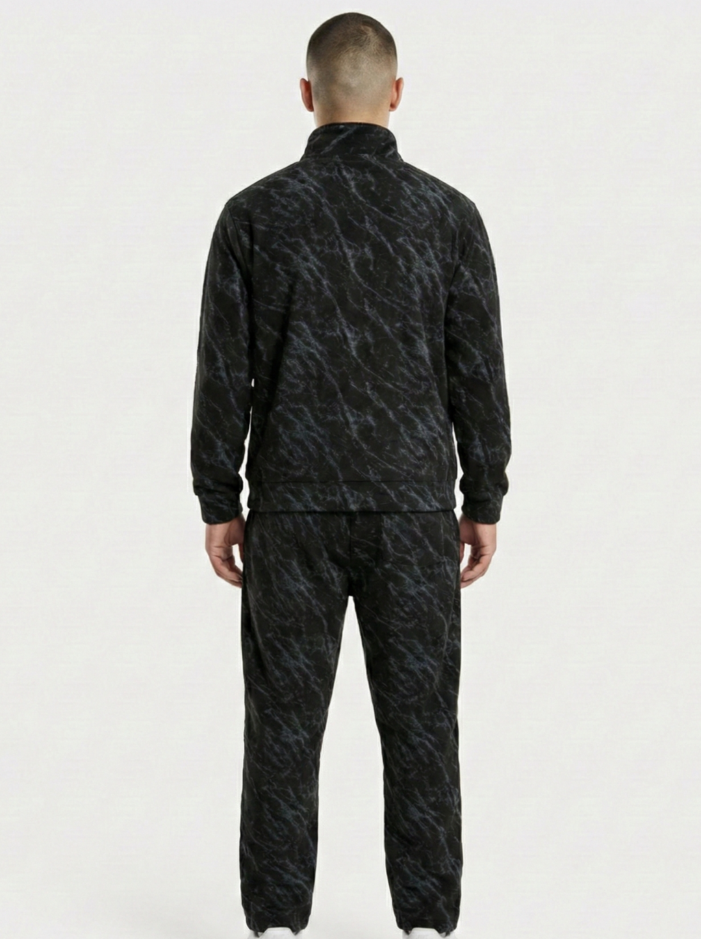 Black Leopard Textured Track Suit
