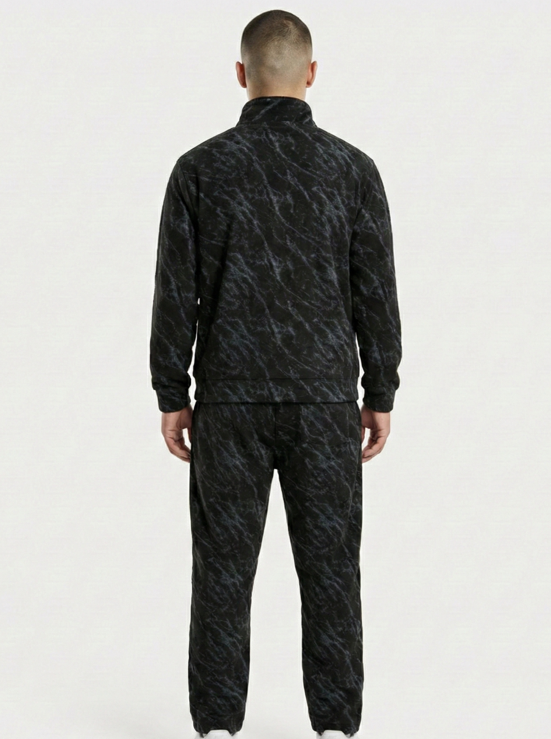 Black Leopard Textured Track Suit