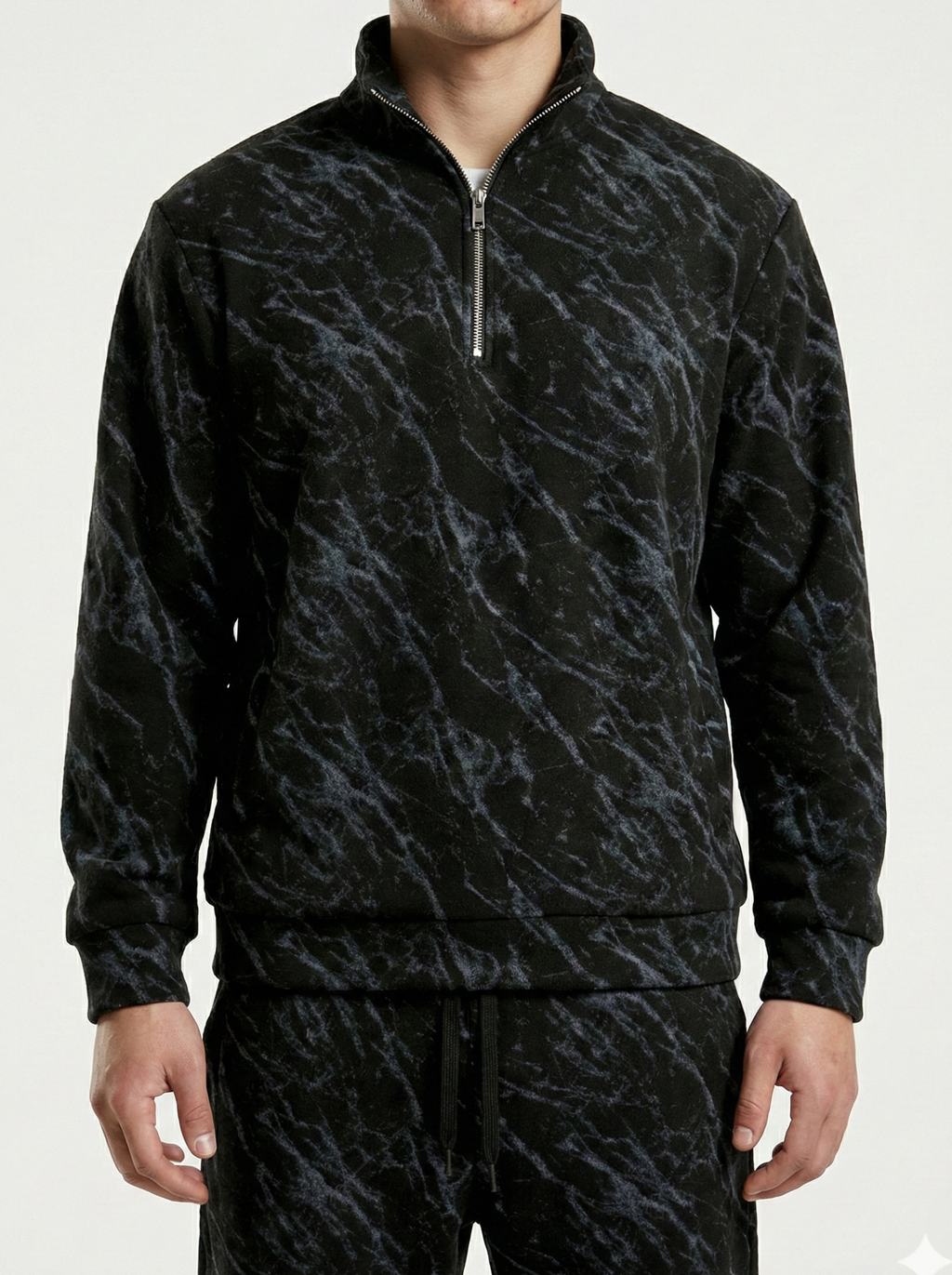 Black Leopard Textured Track Suit