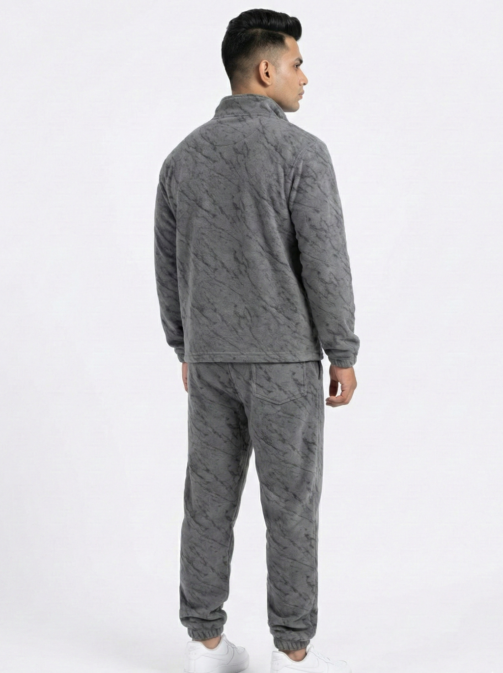 Grey Leopard Textured Track Suit