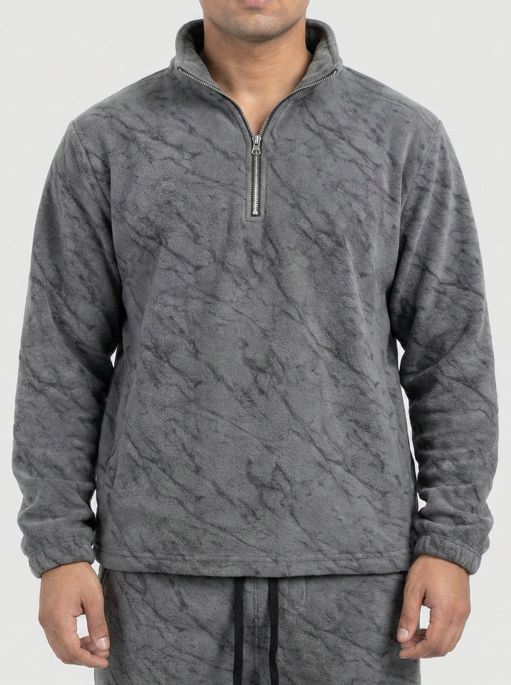 Grey Leopard Textured Track Suit