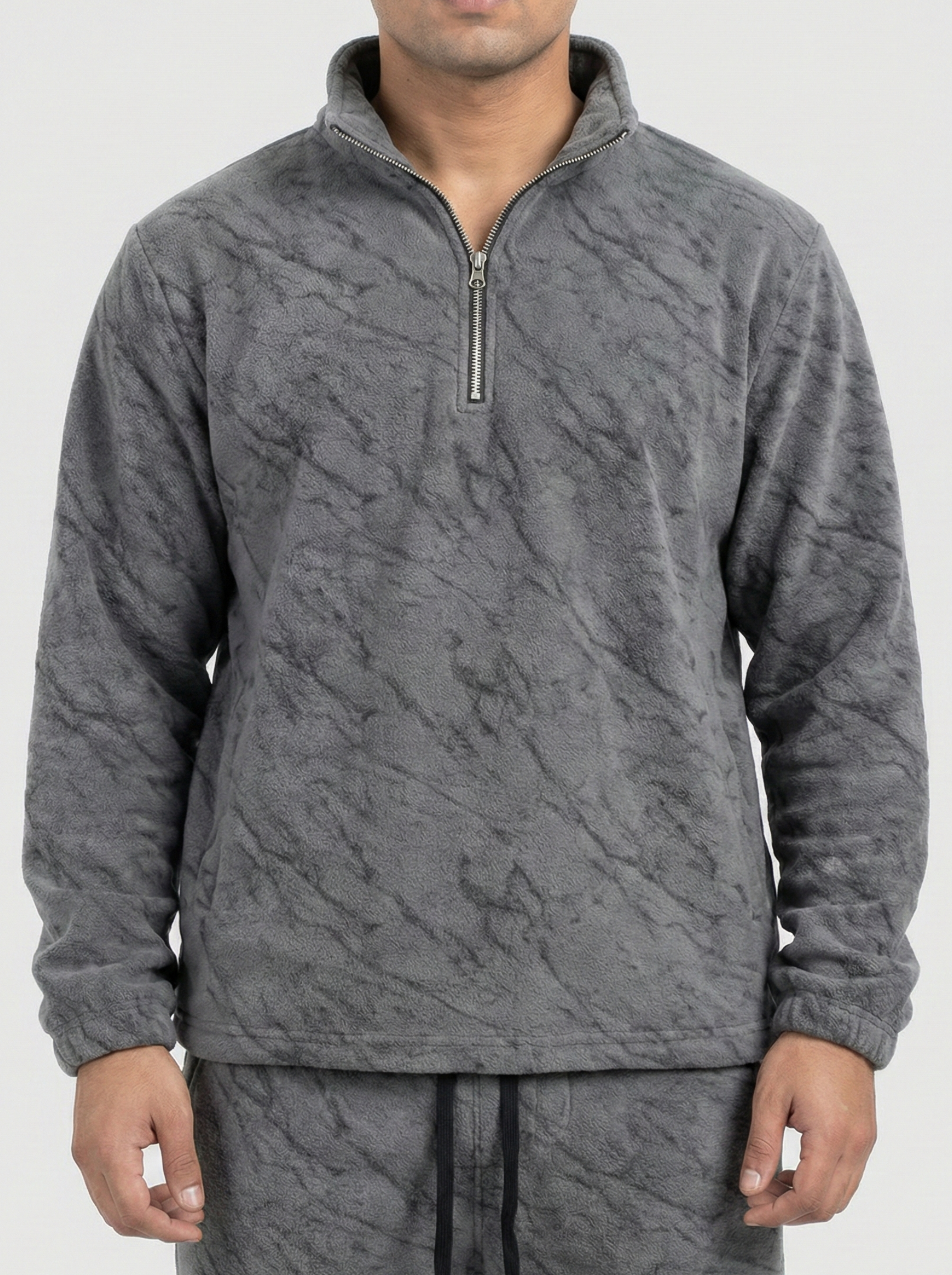 Grey Leopard Textured Track Suit