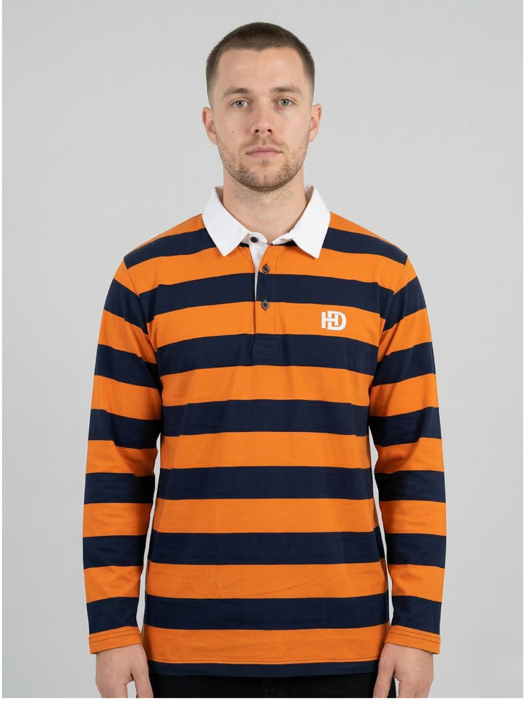 Orange Dark Blue Striped Full Sleeve