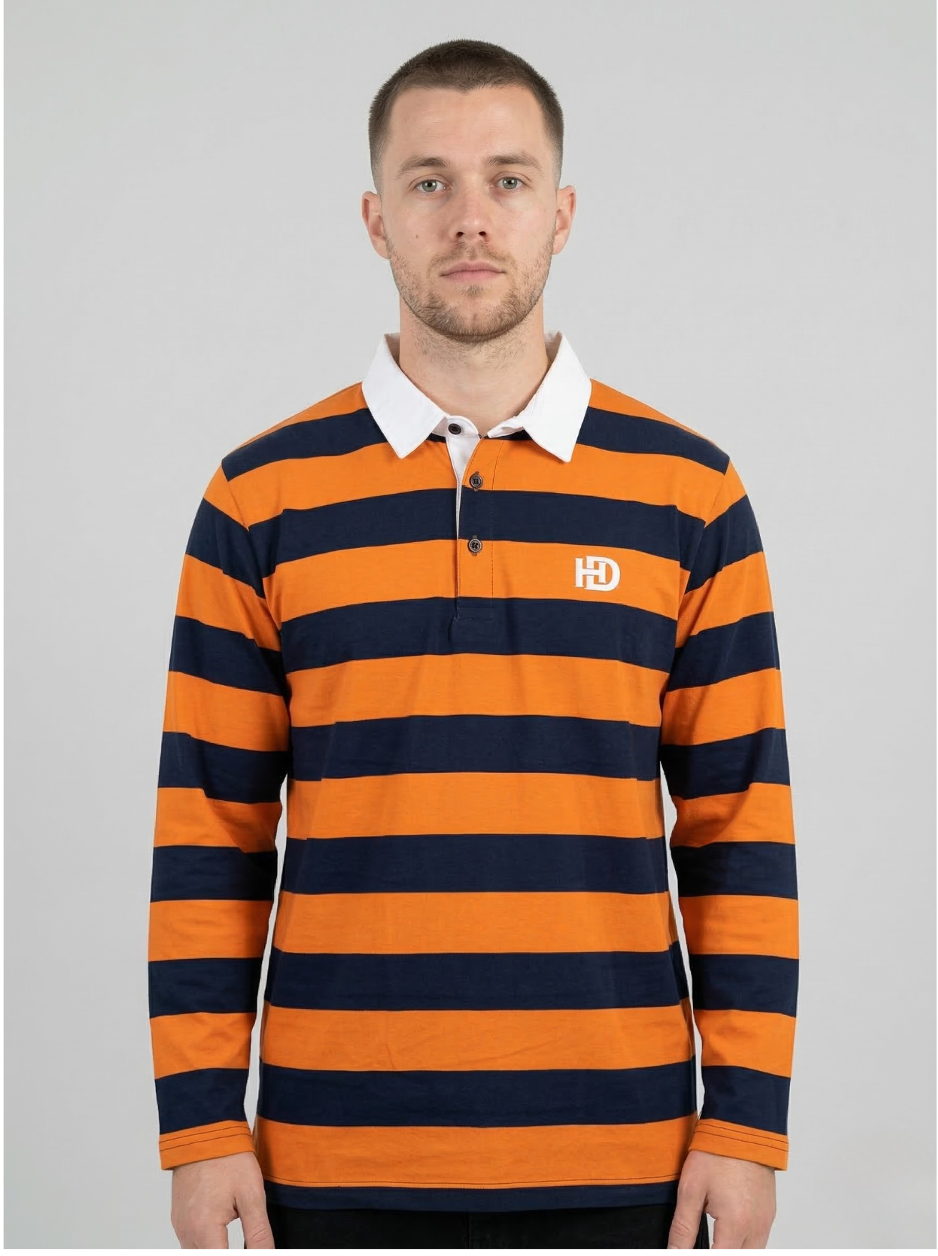 Orange Dark Blue Striped Full Sleeve