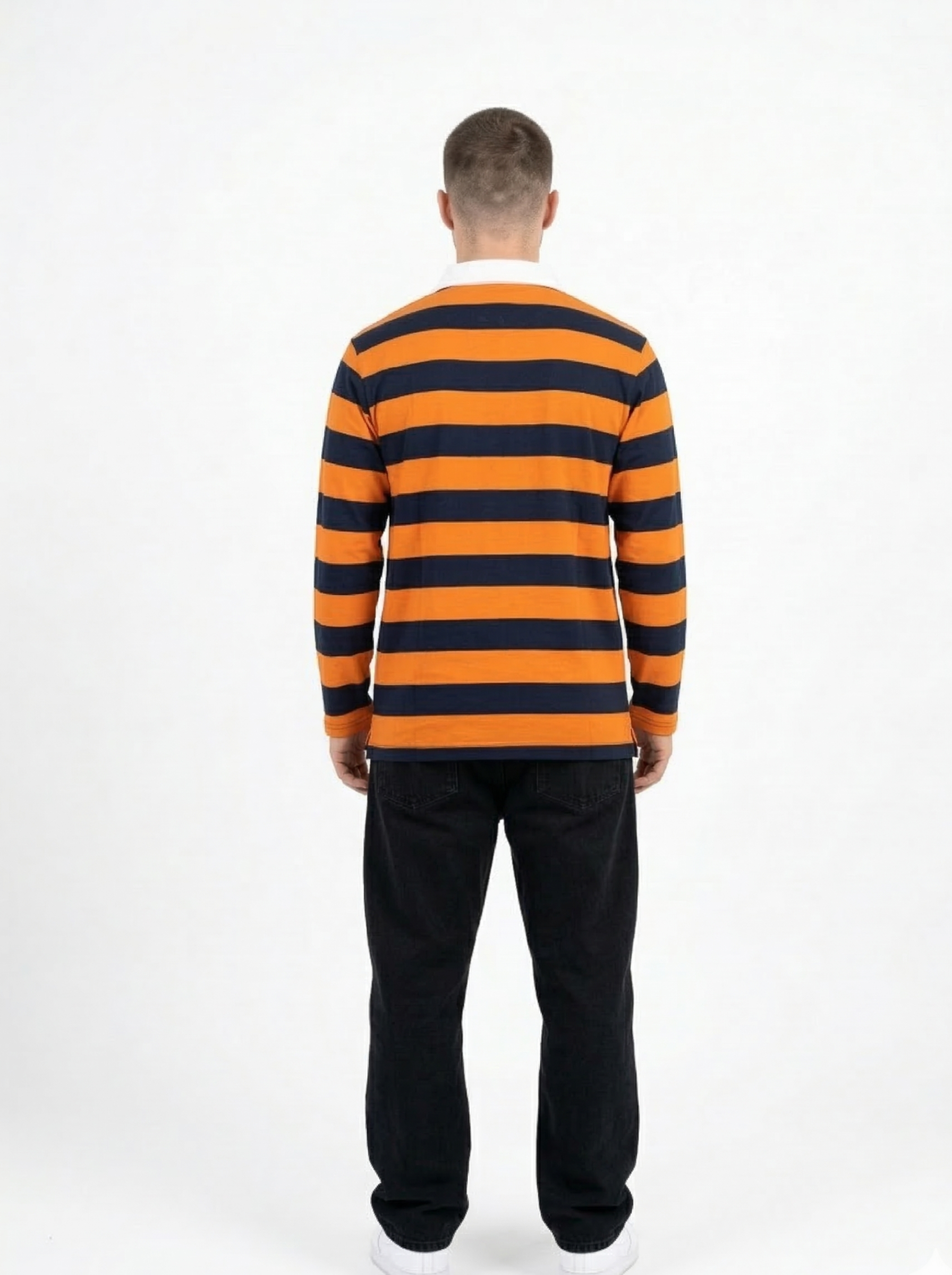 Orange Dark Blue Striped Full Sleeve