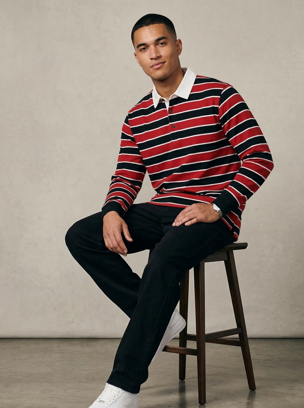 Red Black Striped Full Sleeve T-Shirt