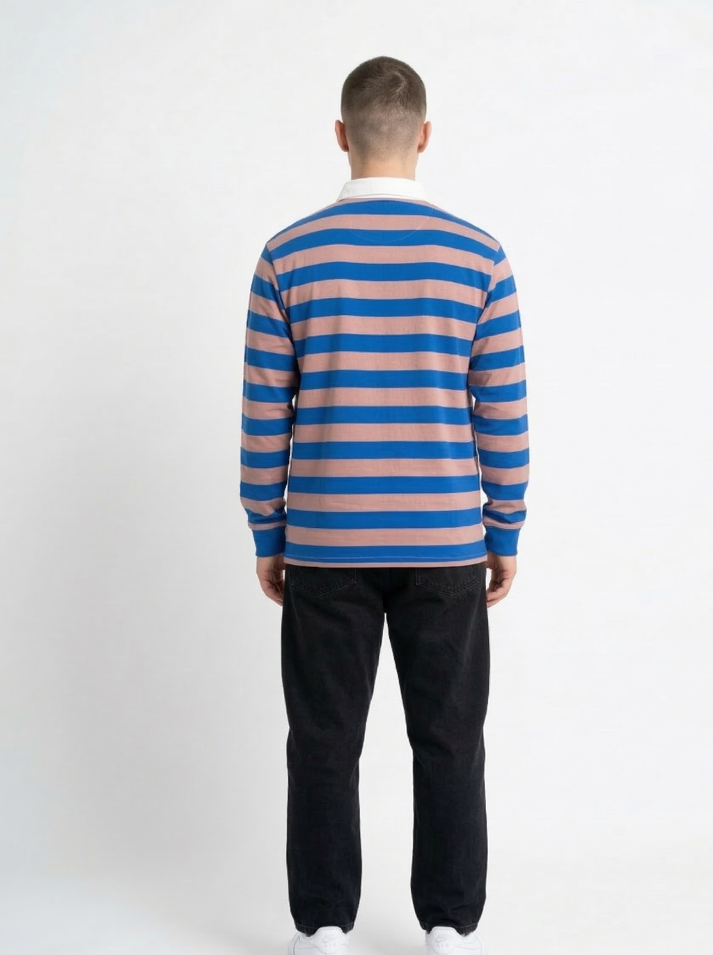 Blue Peach Striped Full Sleeve T-Shirt