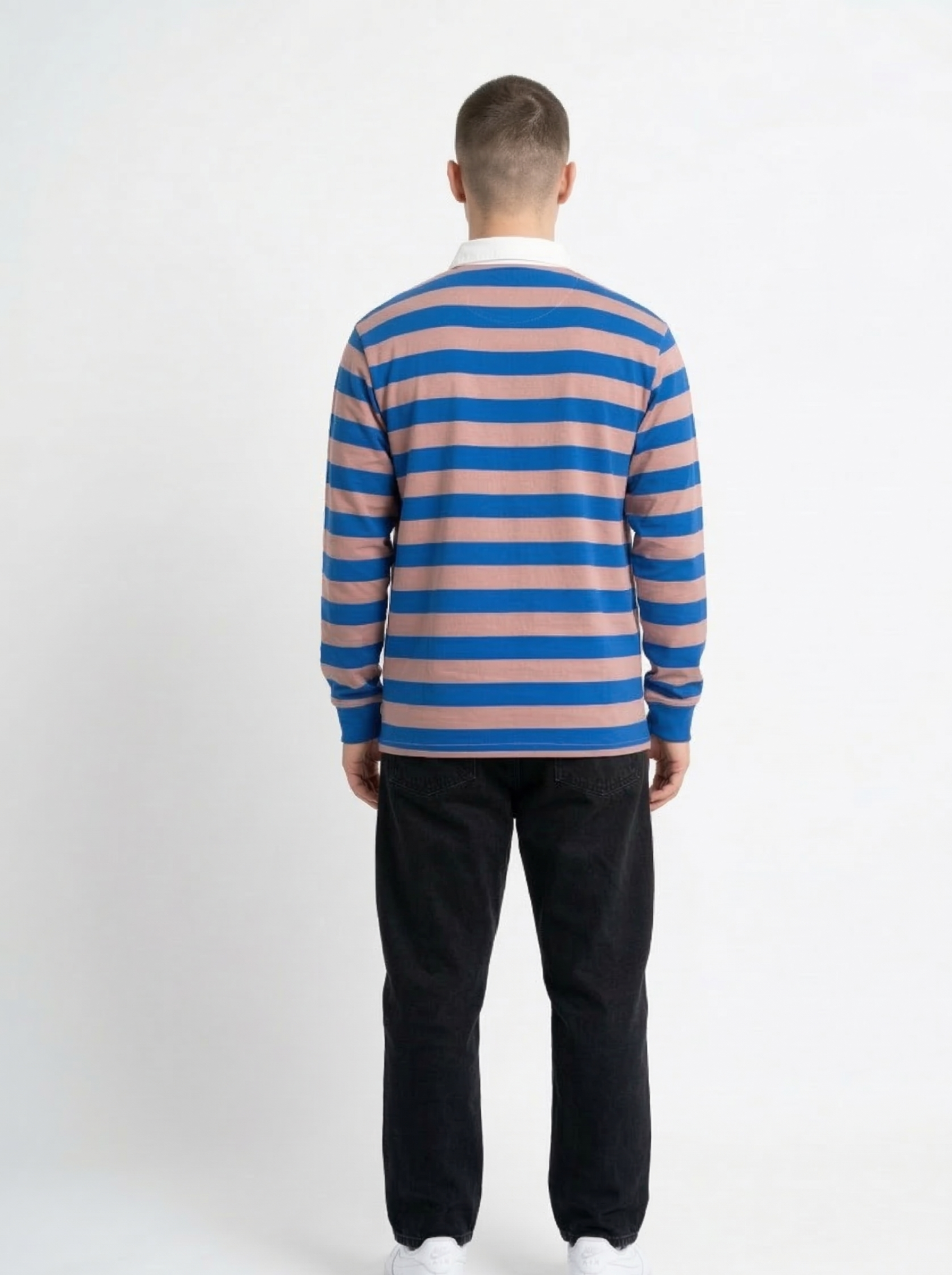 Blue Peach Striped Full Sleeve T-Shirt