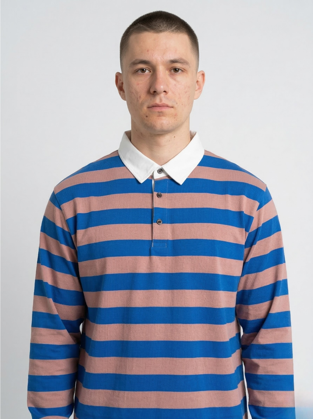 Blue Peach Striped Full Sleeve T-Shirt